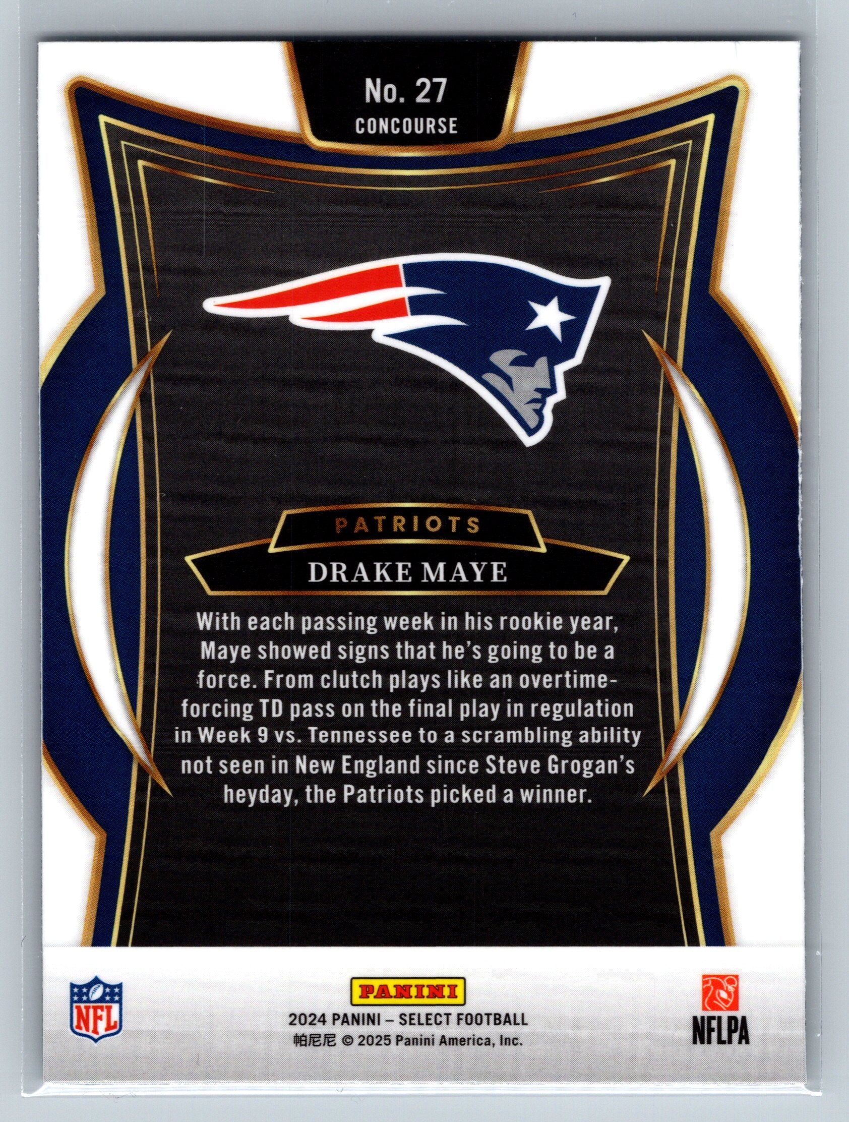 2024 Panini Select Drake Maye Concourse Level Rookie Card #27
