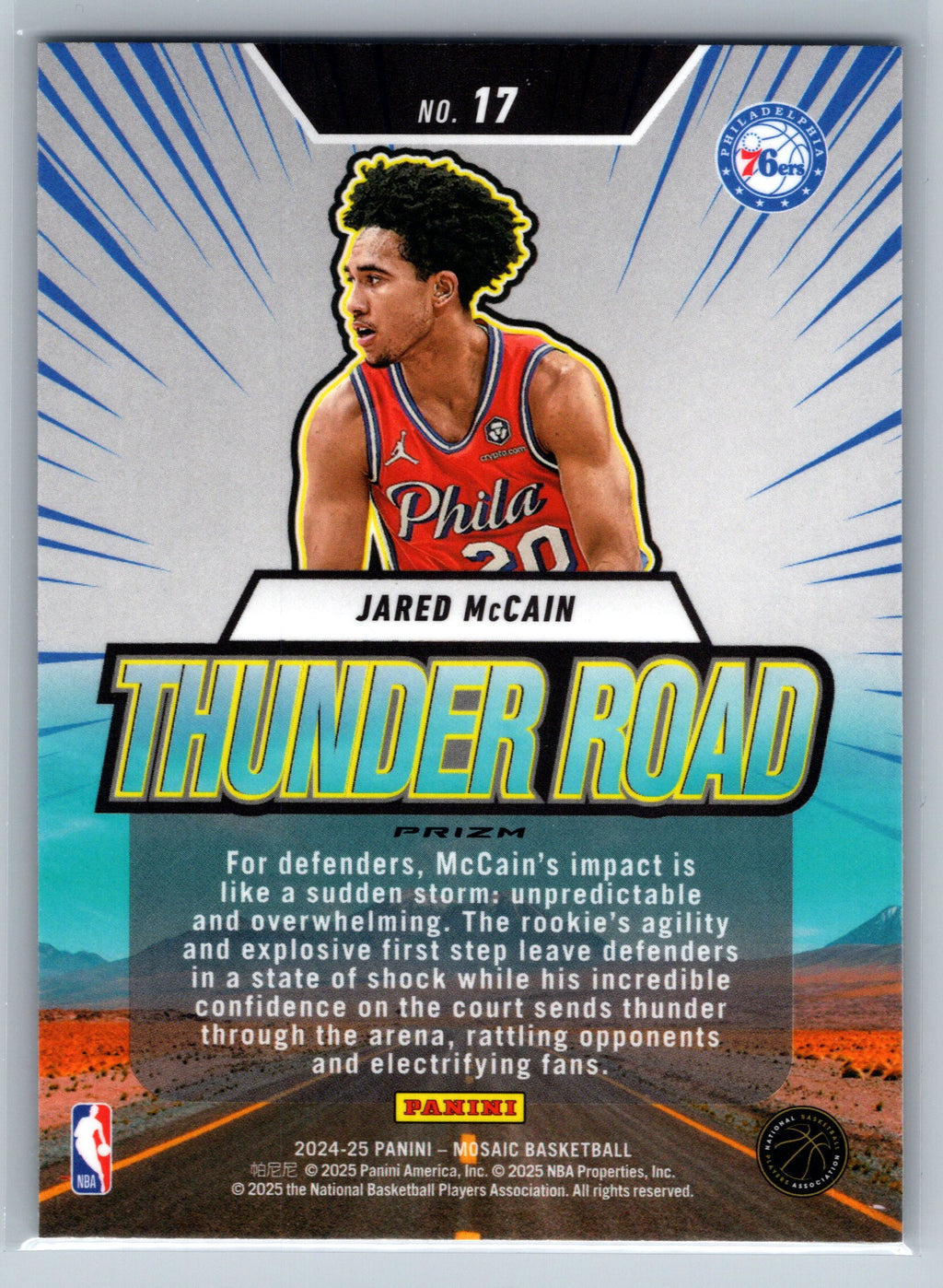 2024 Panini Mosaic Jared McCain Green Thunder Road Rookie Card #17