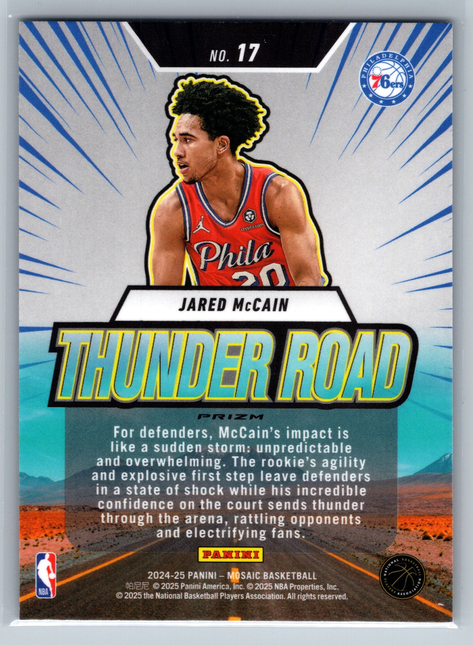 2024 Panini Mosaic Jared McCain Green Thunder Road Rookie Card #17