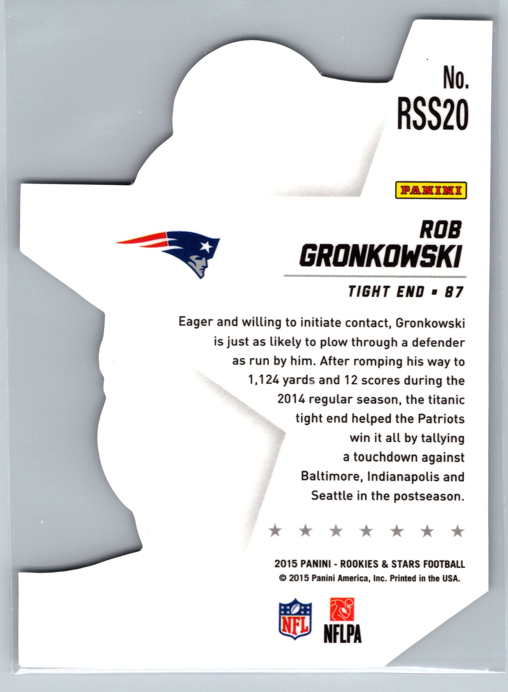 2015 Panini Rookies & Stars Rob Gronkowski Die-Cut #RSS20