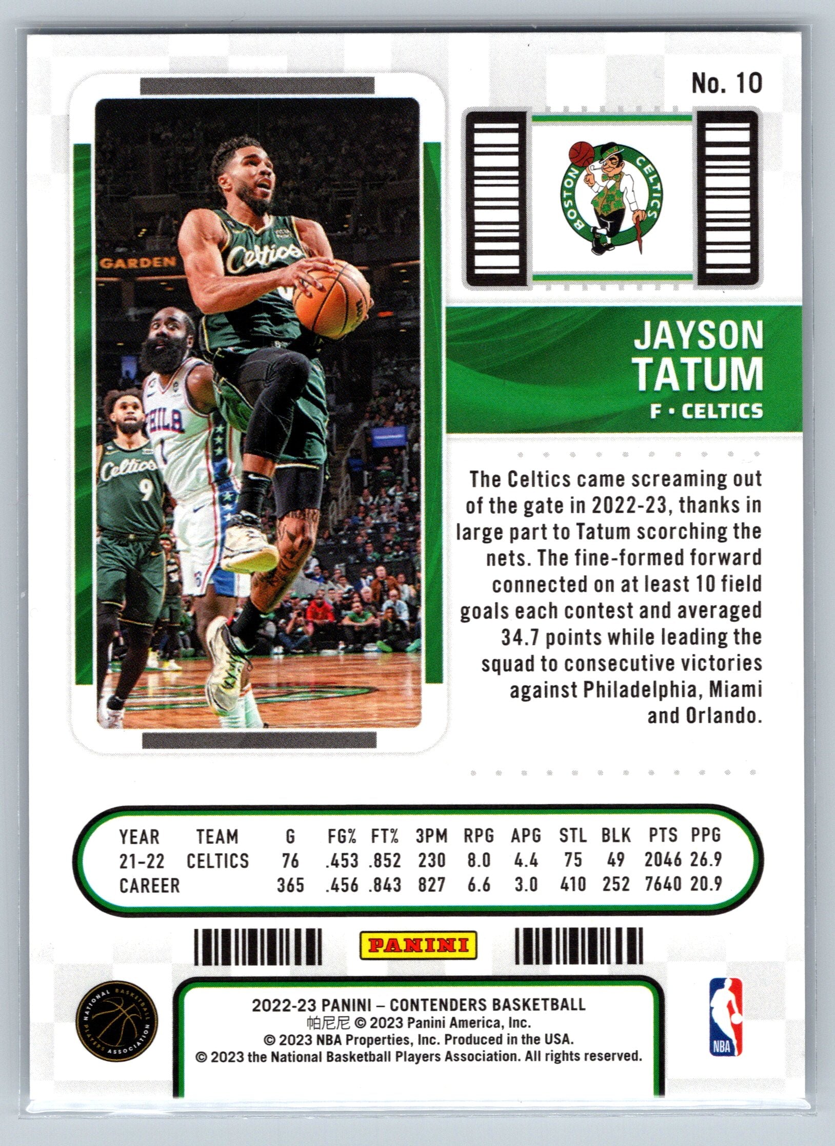 2022 Panini Contenders Jayson Tatum Semifinals Ticket /99 #10