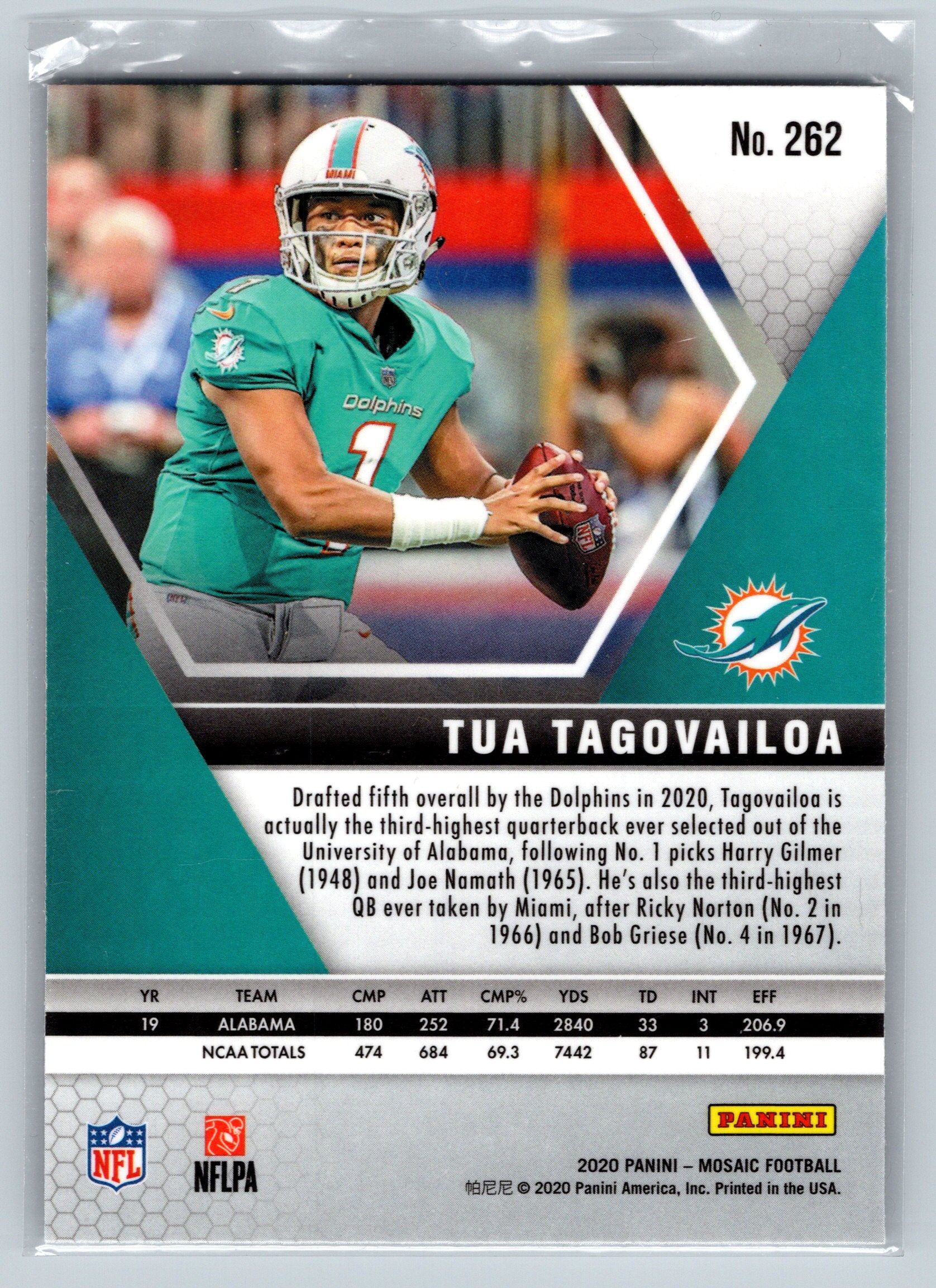 2020 Panini Mosaic Tua Tagovailoa NFL Debut Rookie Card #262