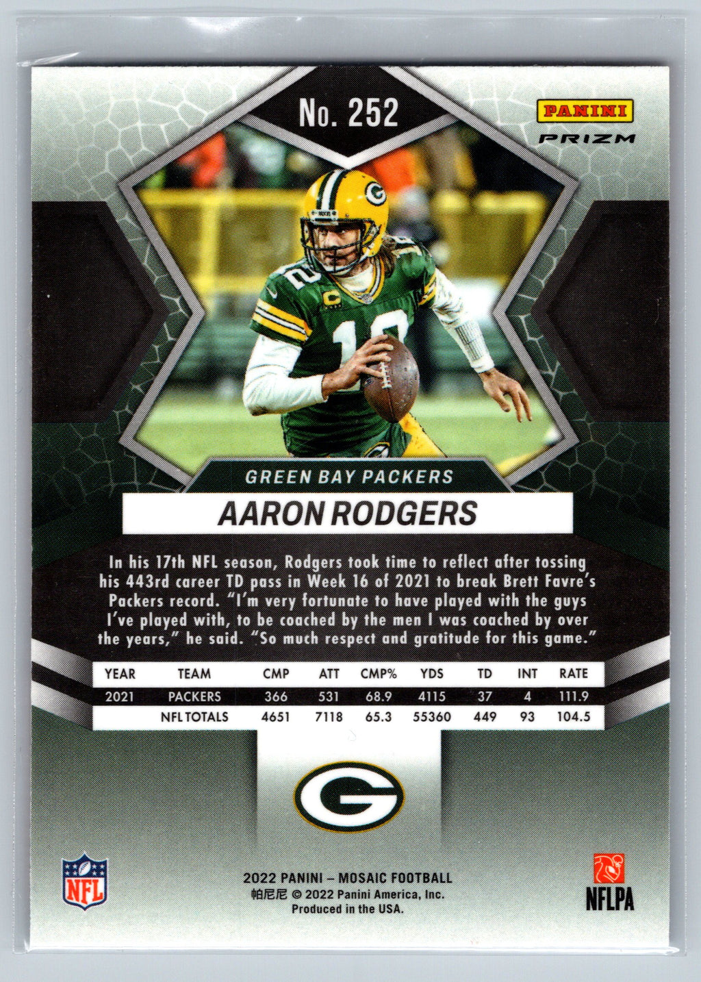 2022 Panini Mosaic Aaron Rodgers Orange #252