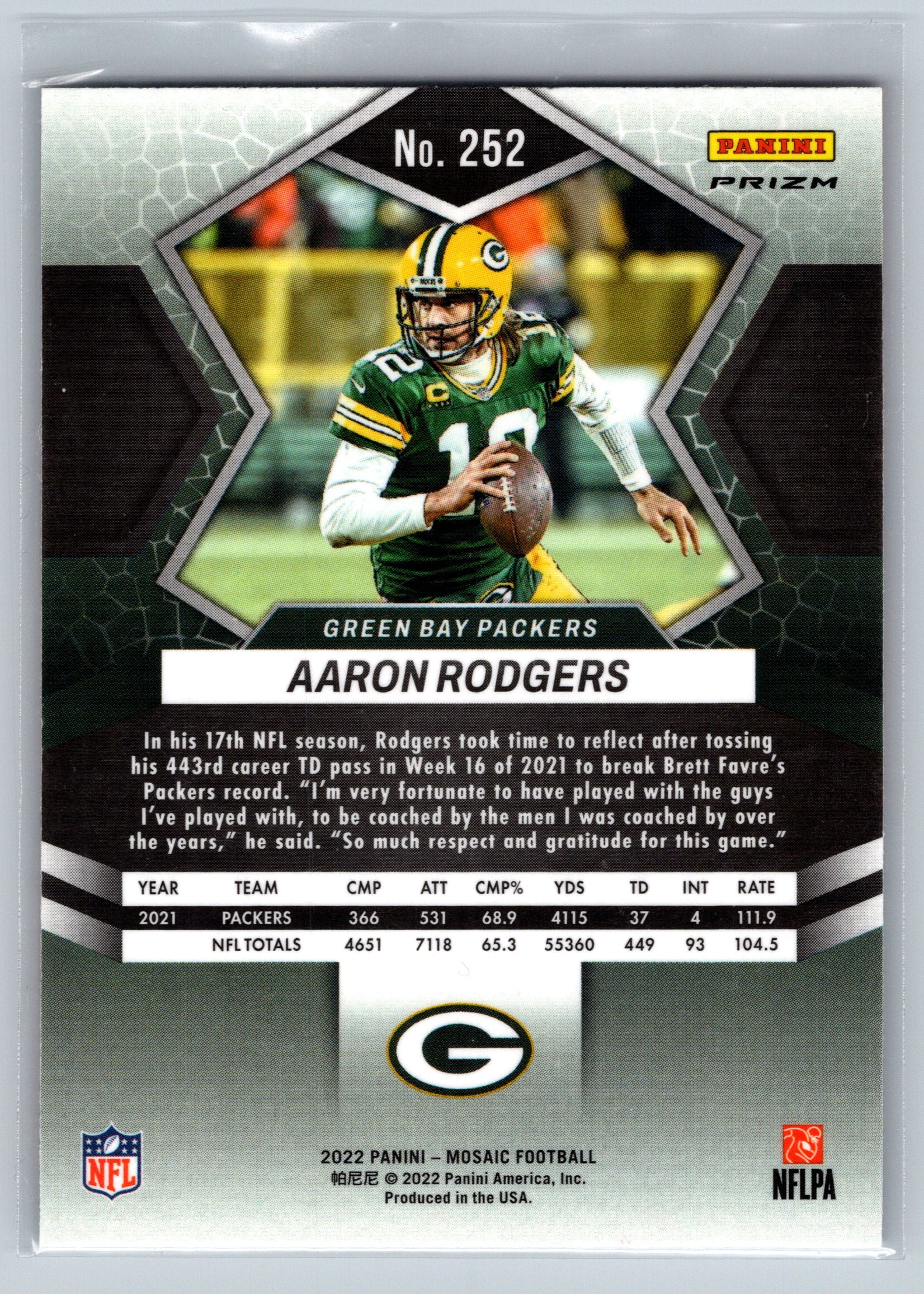 2022 Panini Mosaic Aaron Rodgers Orange #252