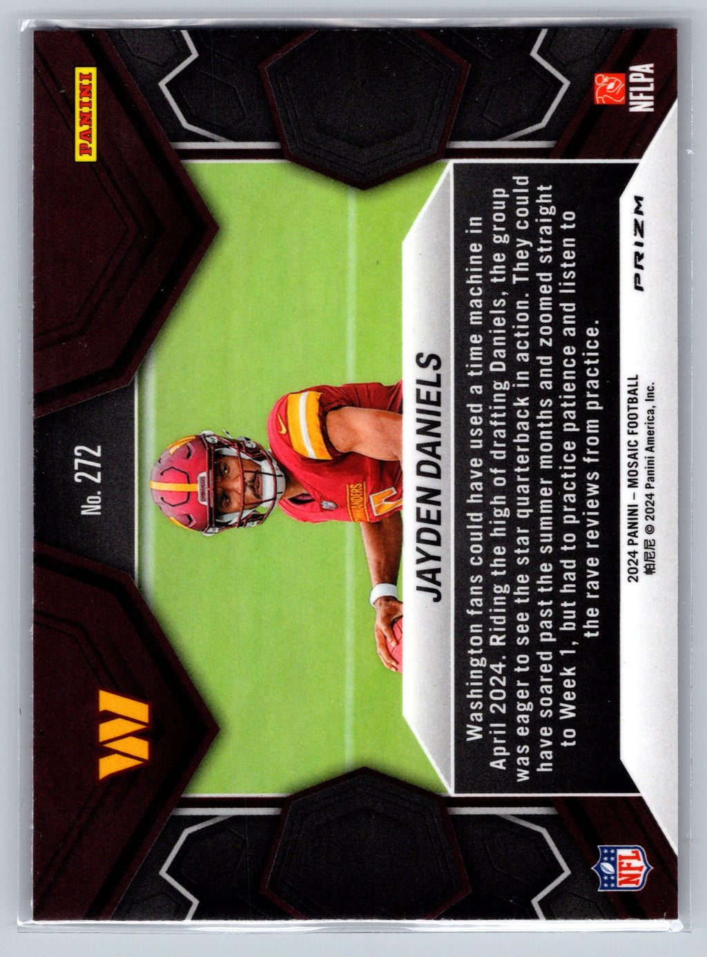 2024 Panini Mosaic Jayden Daniels Pink Camo NFL Debut Rookie Card #272