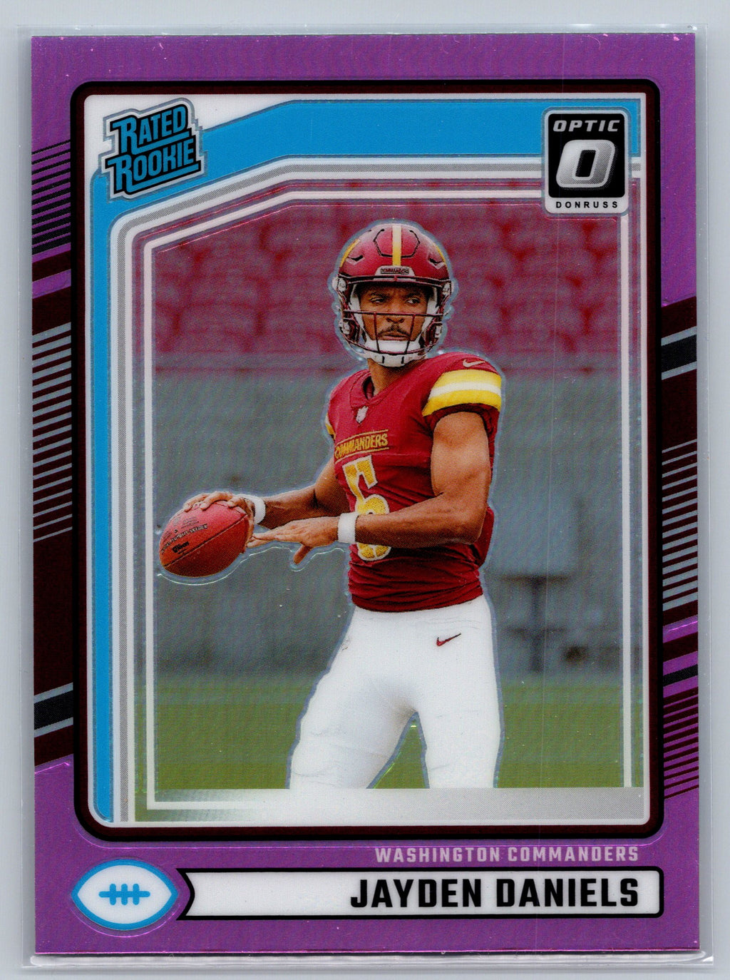 2024 Panini Donruss Jayden Daniels Pink Optic Preview Rated Rookie Card #389