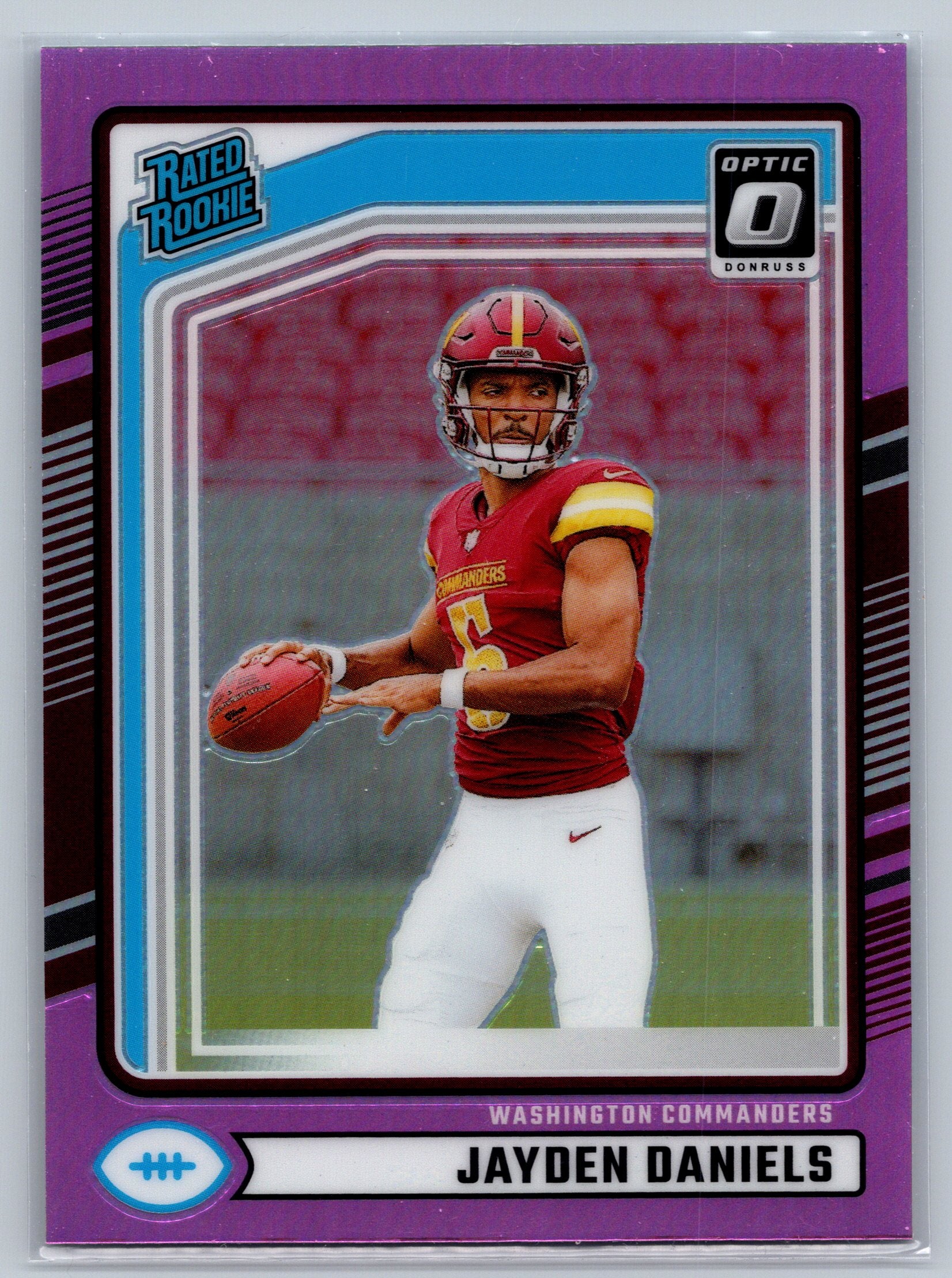 2024 Panini Donruss Jayden Daniels Pink Optic Preview Rated Rookie Card #389