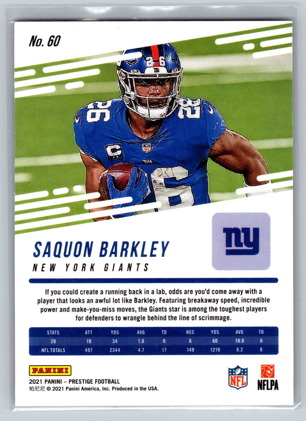 2021 Panini Prestige Saquon Barkley Red /299 #60