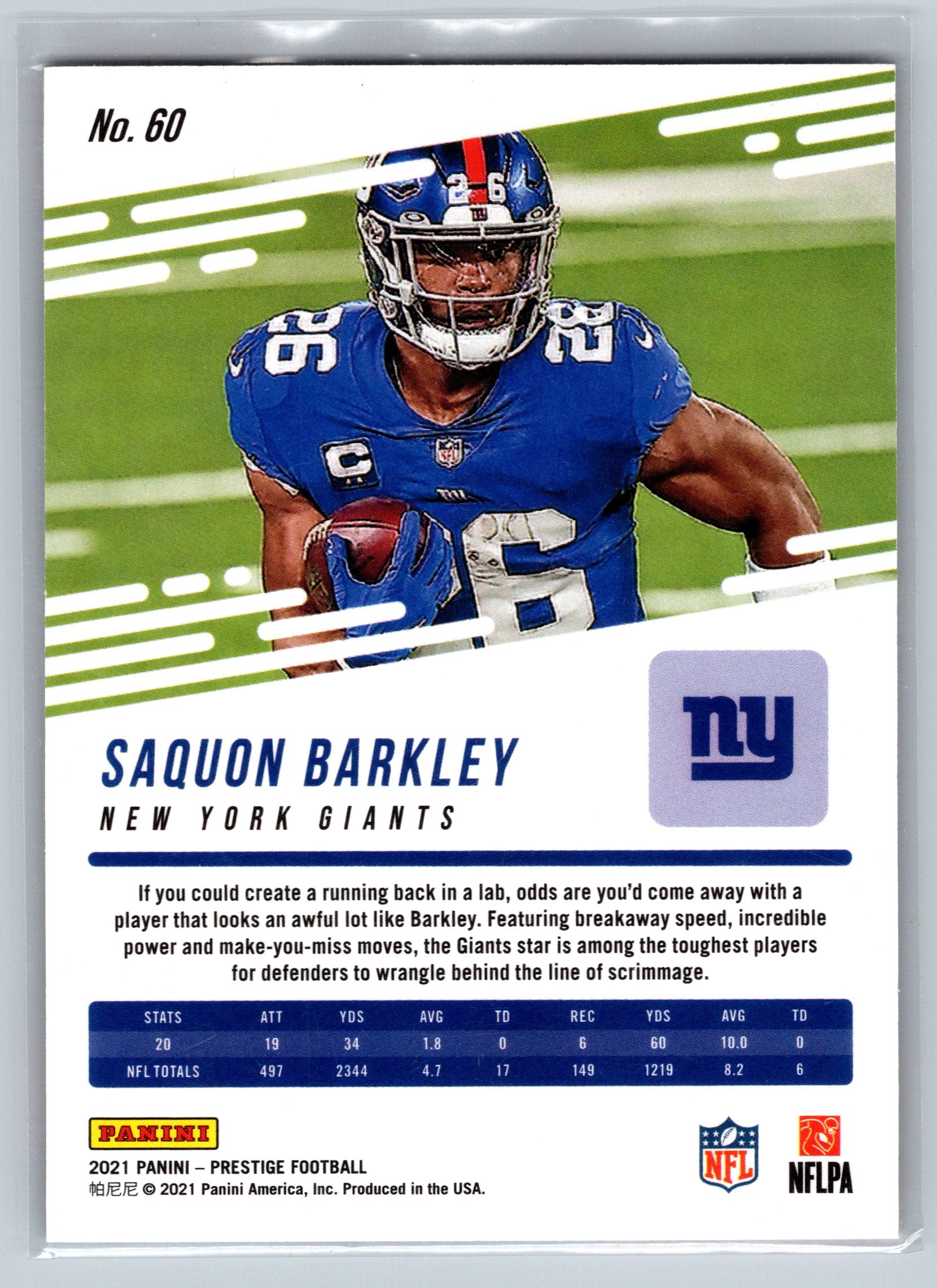 2021 Panini Prestige Saquon Barkley Red /299 #60