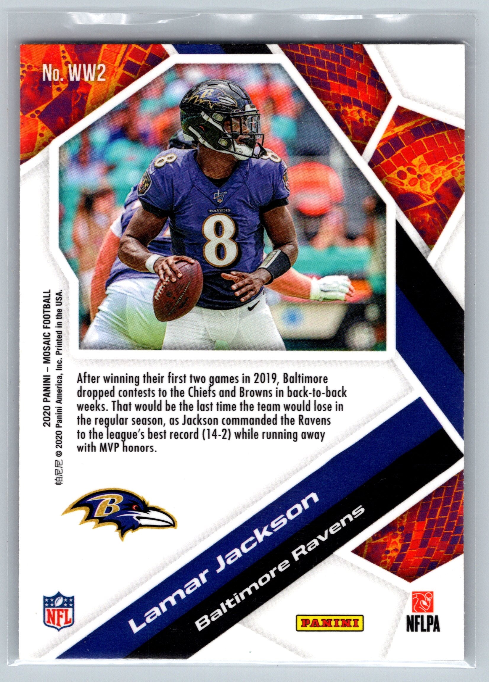 2020 Panini Mosaic Lamar Jackson Will to Win #WW2