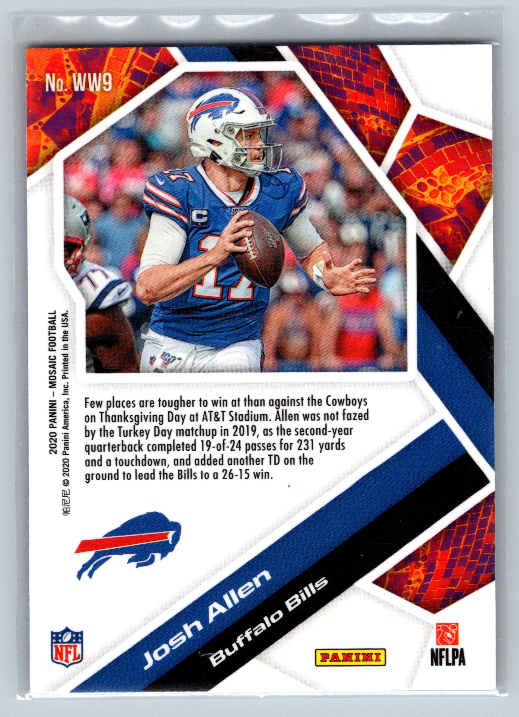 2020 Panini Mosaic Josh Allen Will to Win #WW9