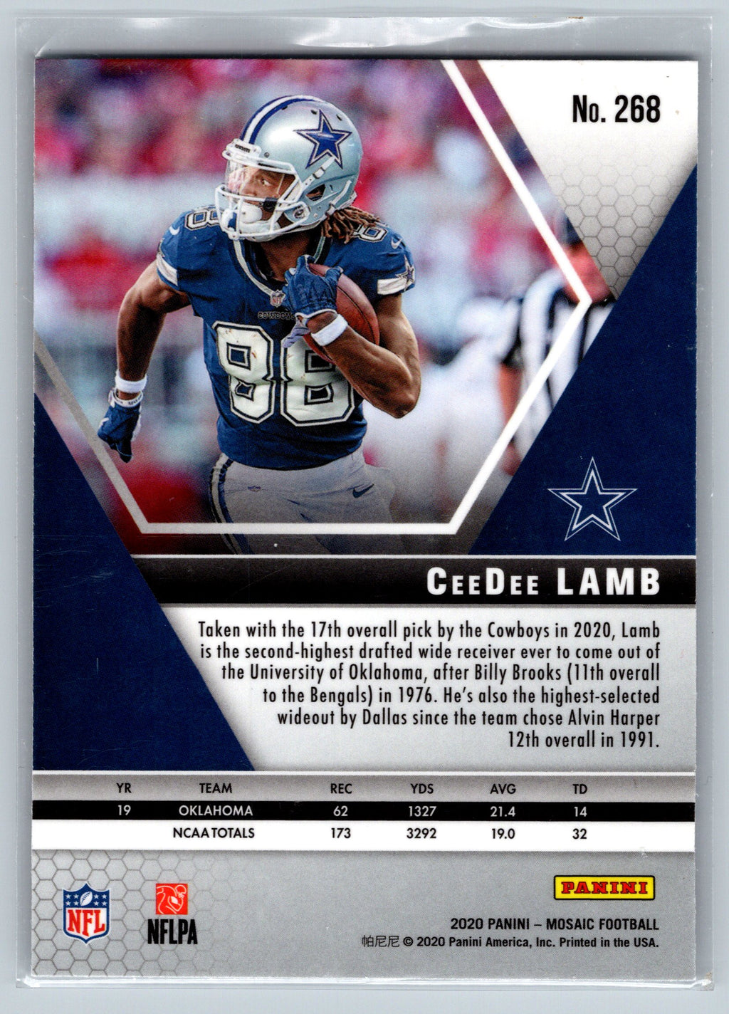 2020 Panini Mosaic Ceedee Lamb NFL Debut Rookie Card #268