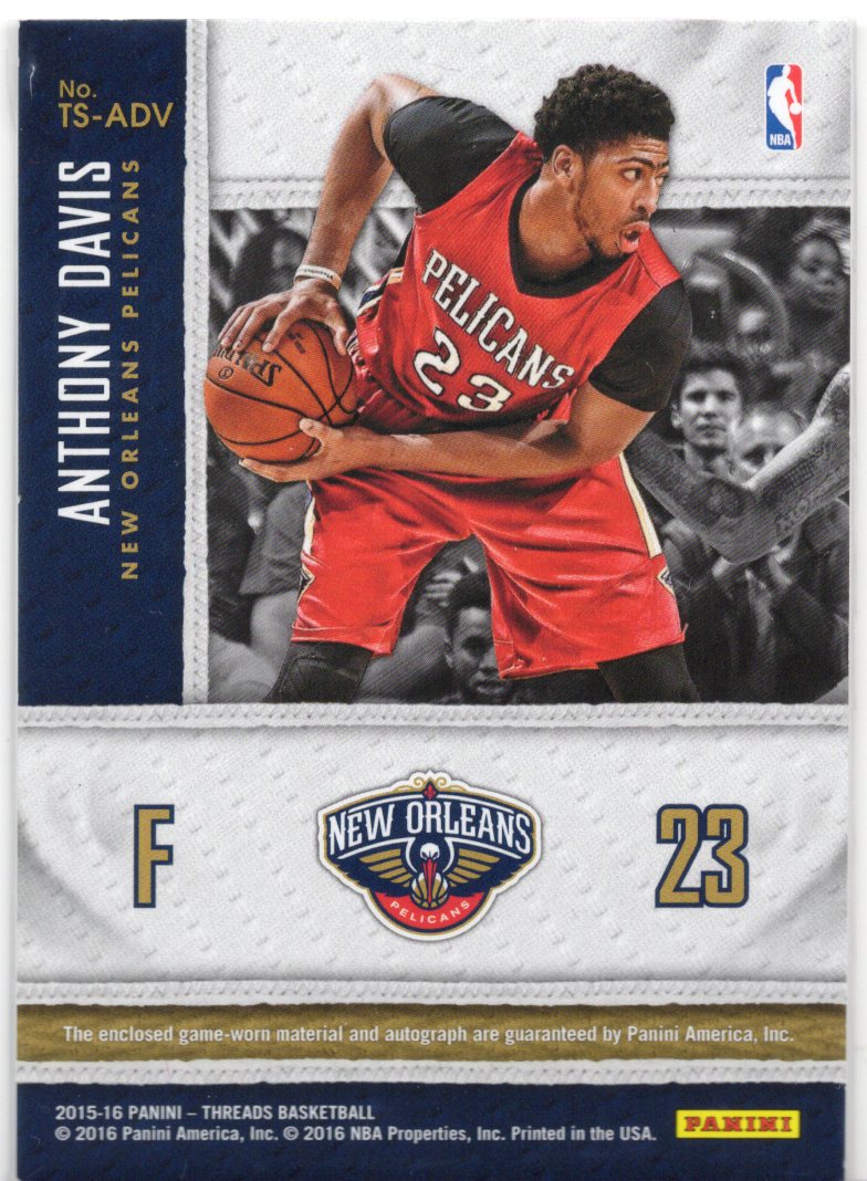 2025 Panini Threads Anthony Davis Game-Worn Patch Auto /25 #TS-ADV