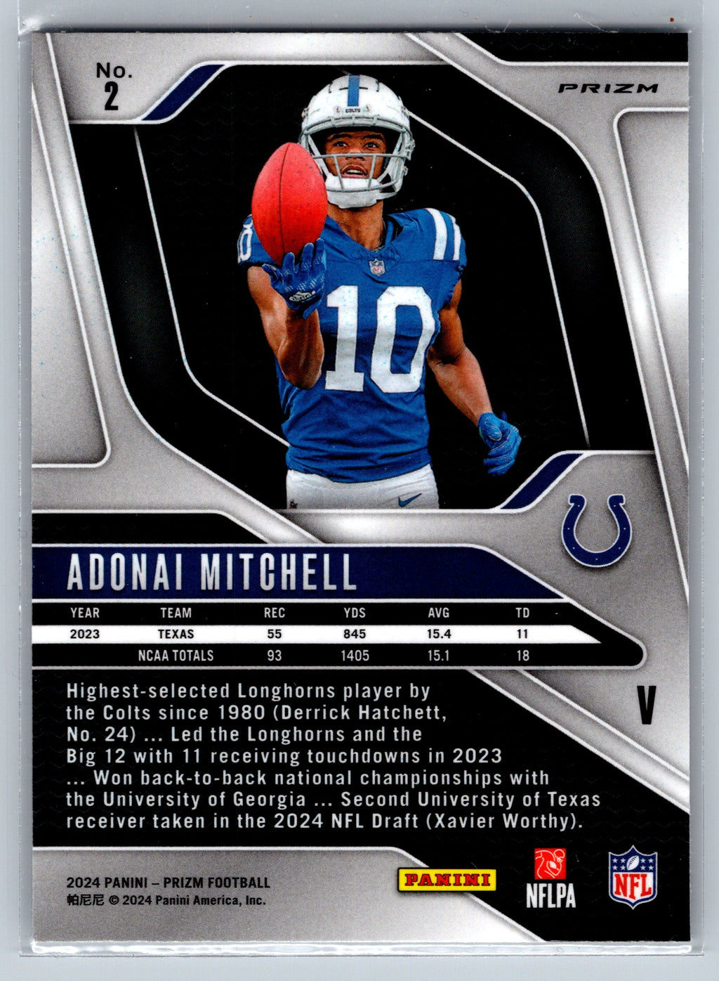 2024 Panini Prizm Adonai Mitchell Silver Variation Rookie Card #2