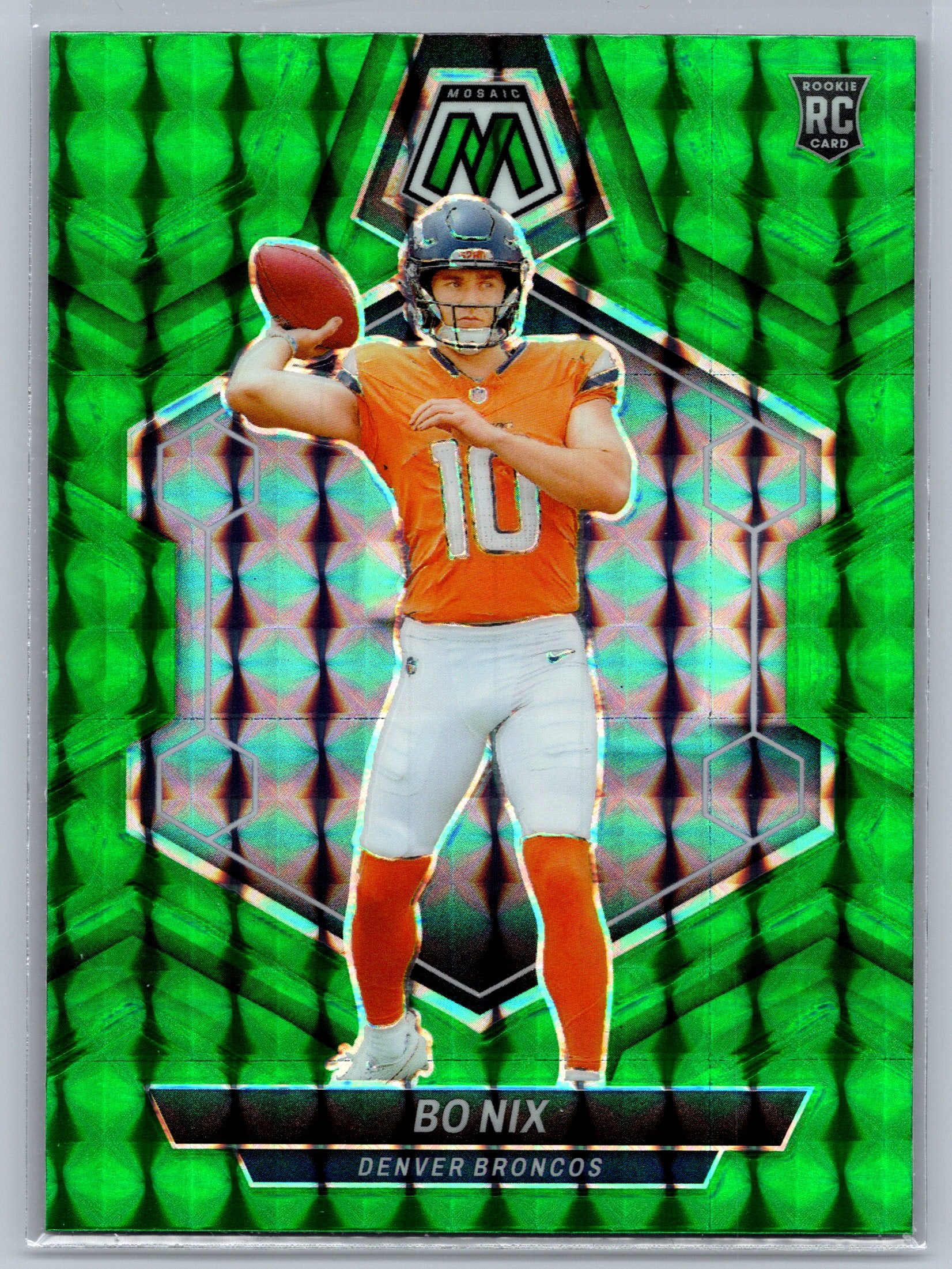 2024 Panini Mosaic Bo Nix Green Rookie Card #312
