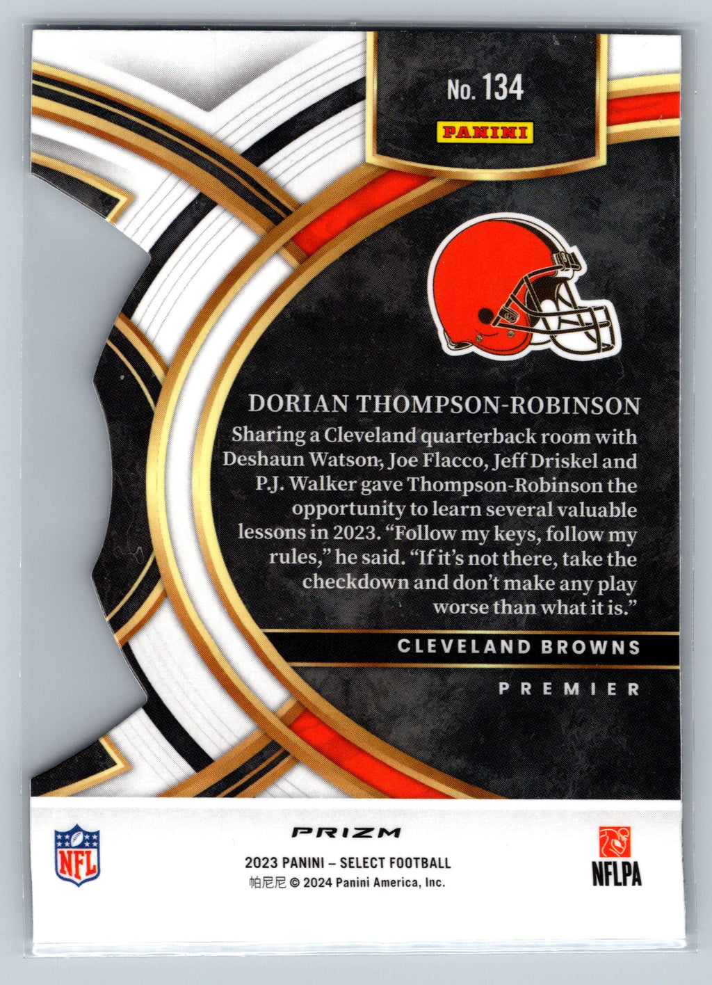 2023 Panini Select Dorian Thompson-Robinson Premier Level Die-Cut Zebra Rookie Card #134