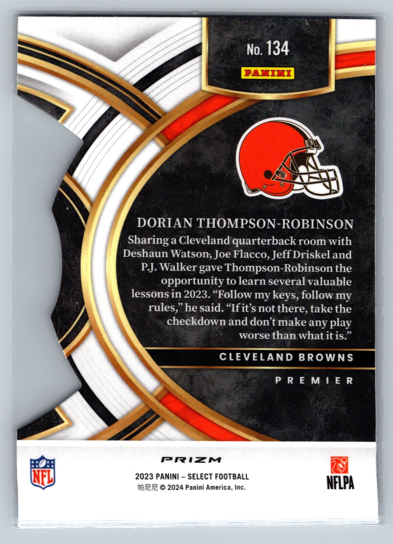 2023 Panini Select Dorian Thompson-Robinson Premier Level Die-Cut Zebra Rookie Card #134