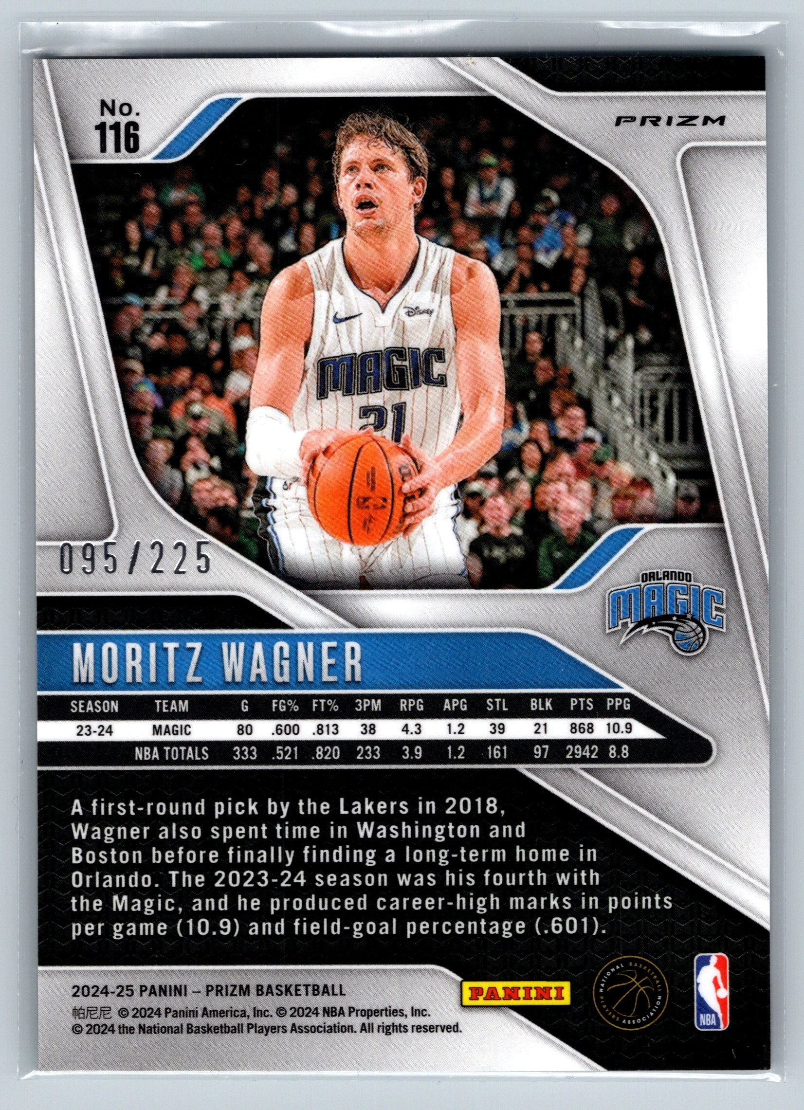 2024 Panini Prizm Moritz Wagner Teal Cracked Ice /225 #116