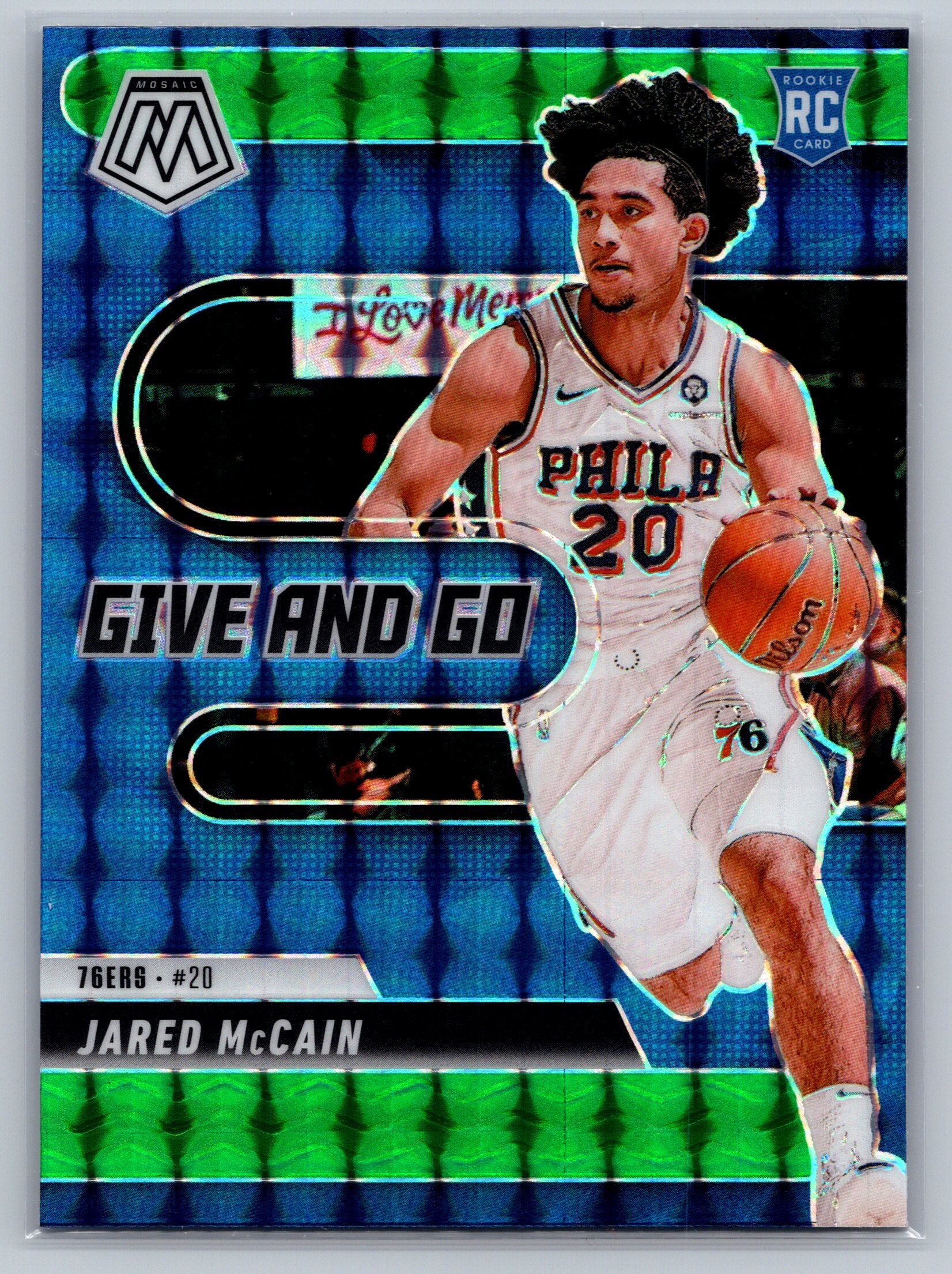 2024 Panini Mosaic Jared McCain Green Give and Go Rookie Card #5