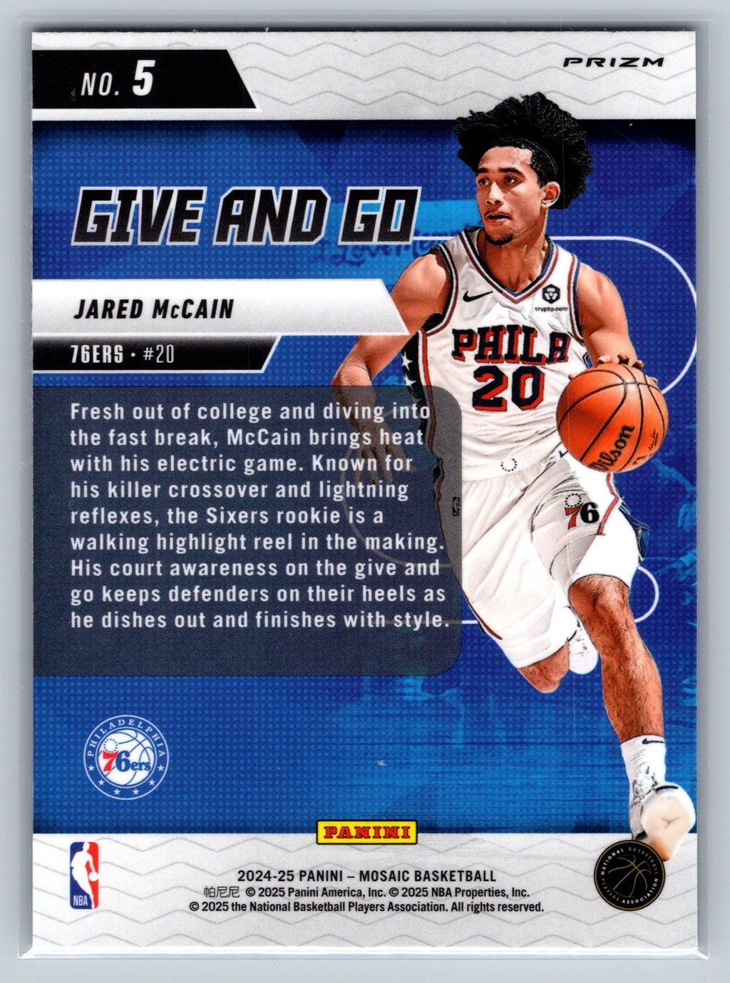 2024 Panini Mosaic Jared McCain Green Give and Go Rookie Card #5