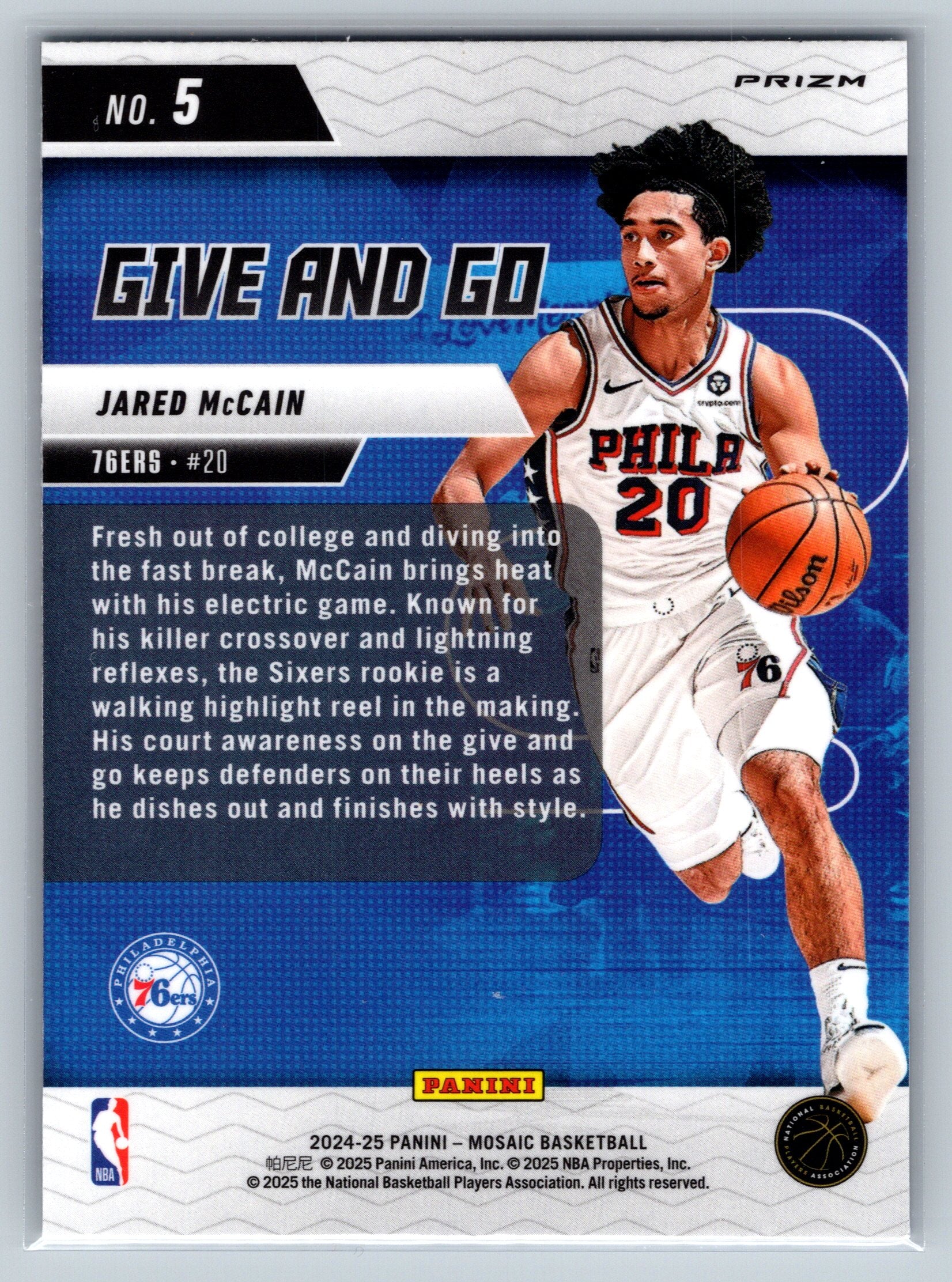 2024 Panini Mosaic Jared McCain Green Give and Go Rookie Card #5