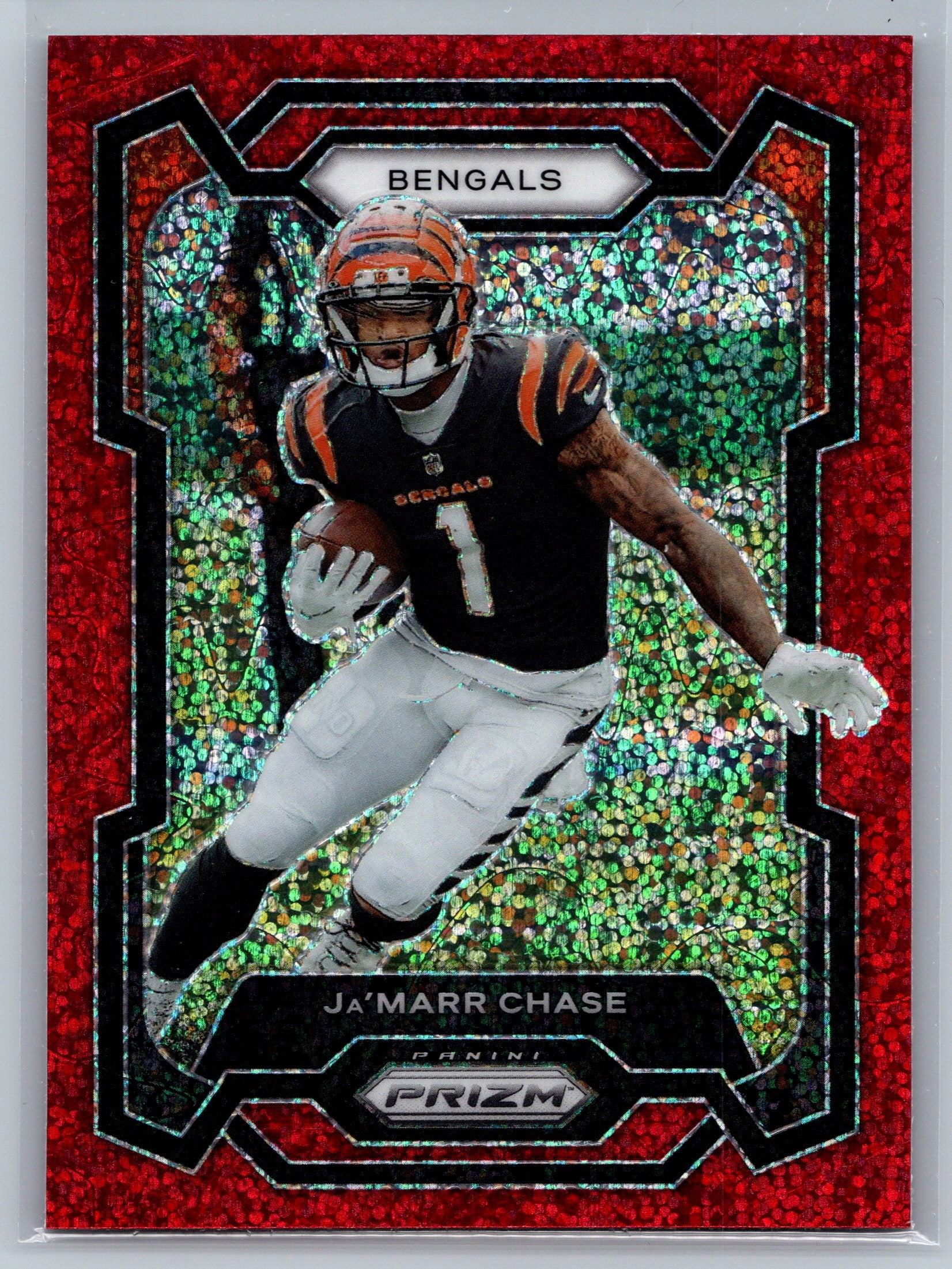 2023 Panini Prizm Ja'Marr Chase Red Sparkle #56