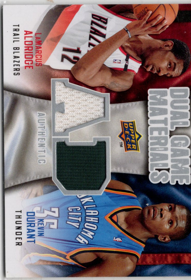 2009 Upper Deck Dual Game Materials Kevin Durant LaMarcus Aldridge Game-Worn Patch Card #DG-KL