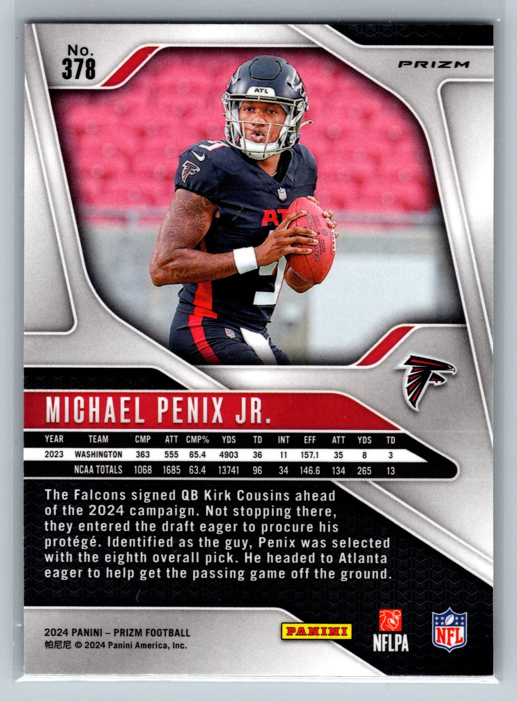 2024 Panini Prizm Micheal Penix Jr. Green Rookie Card #378