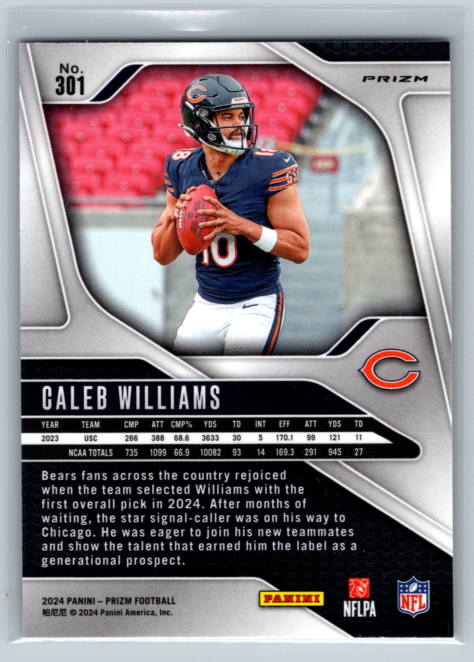 2024 Panini Prizm Caleb Williams Green Rookie Card #301