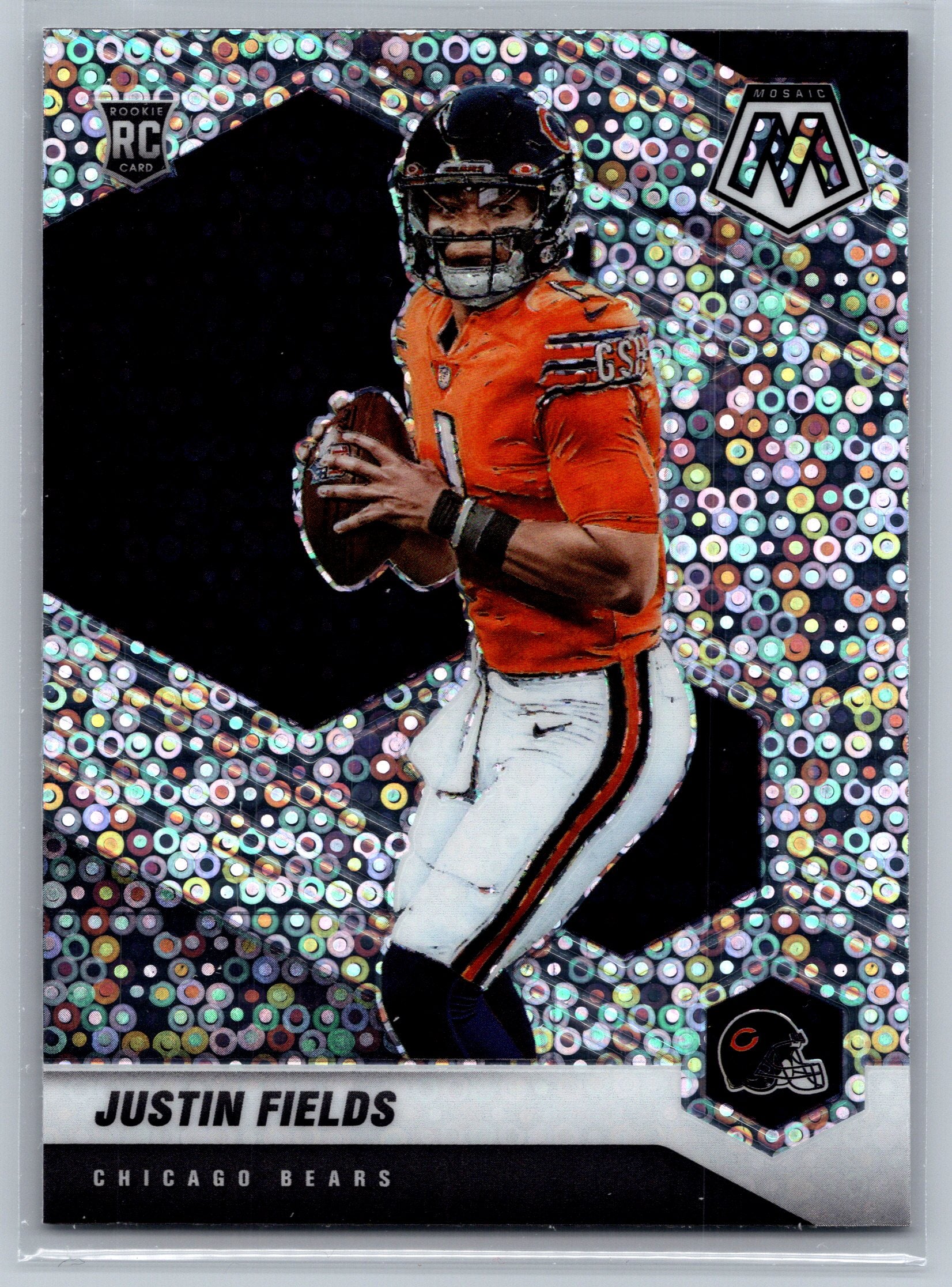 2021 Panini Mosaic Justin Fields No Huddle Variation Rookie Card #304-V