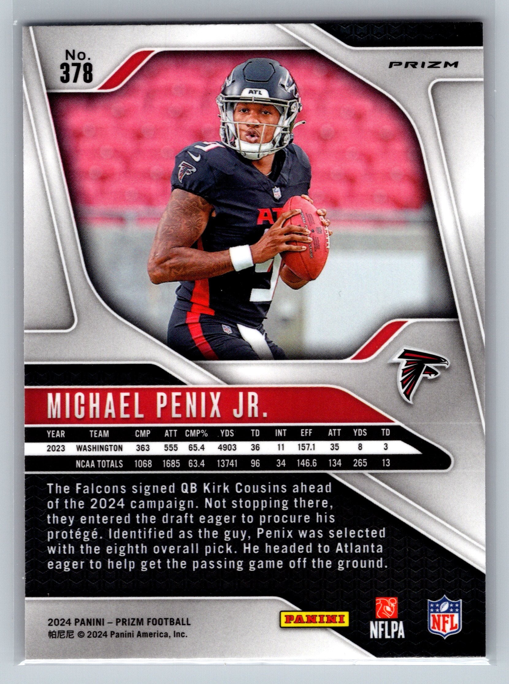 2024 Panini Prizm Michael Penix Jr. Disco Rookie Card #378 *Minor Print Line*