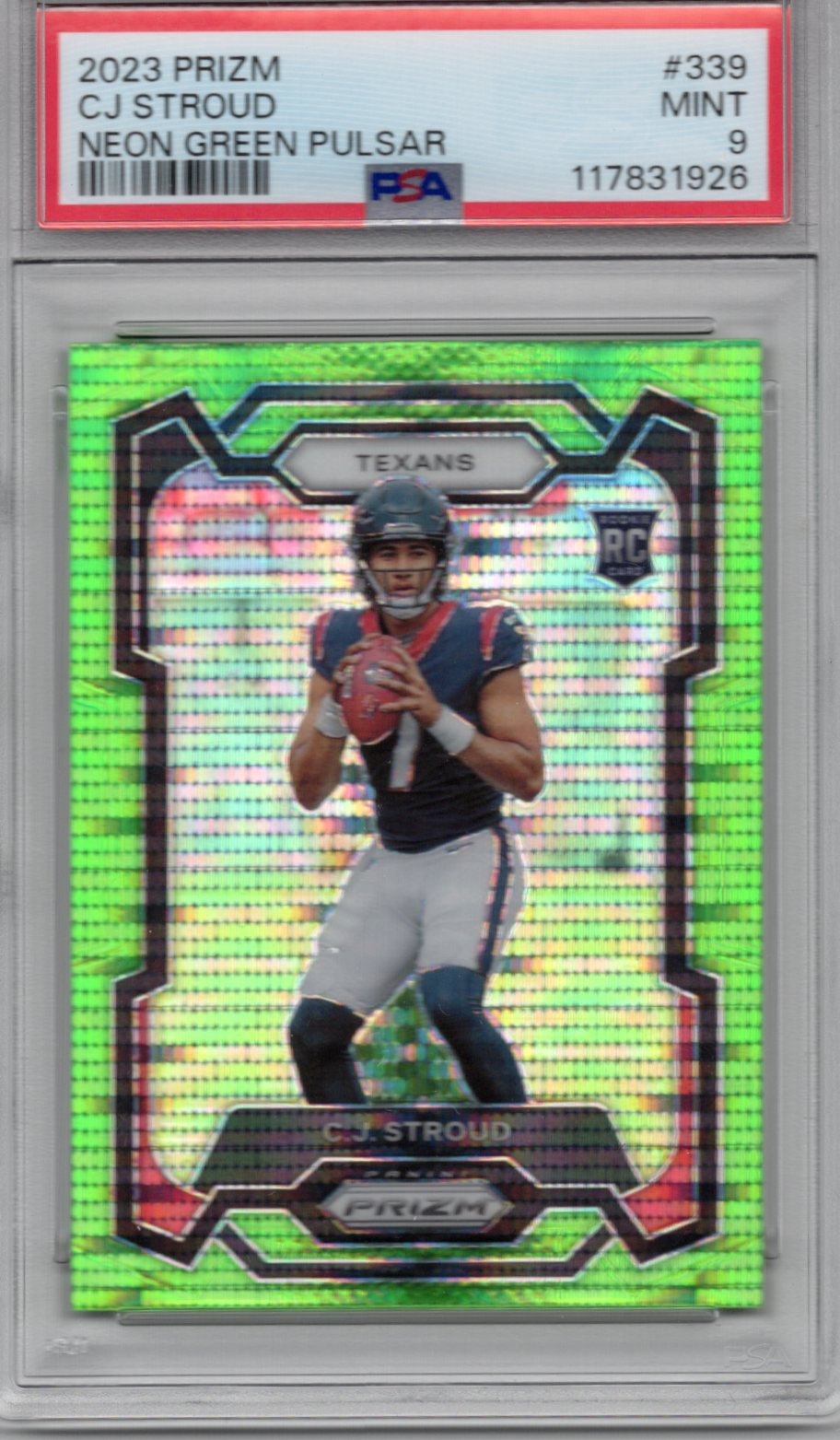 2023 Panini Prizm CJ Stroud Neon Green Pulsar Rookie Card #339