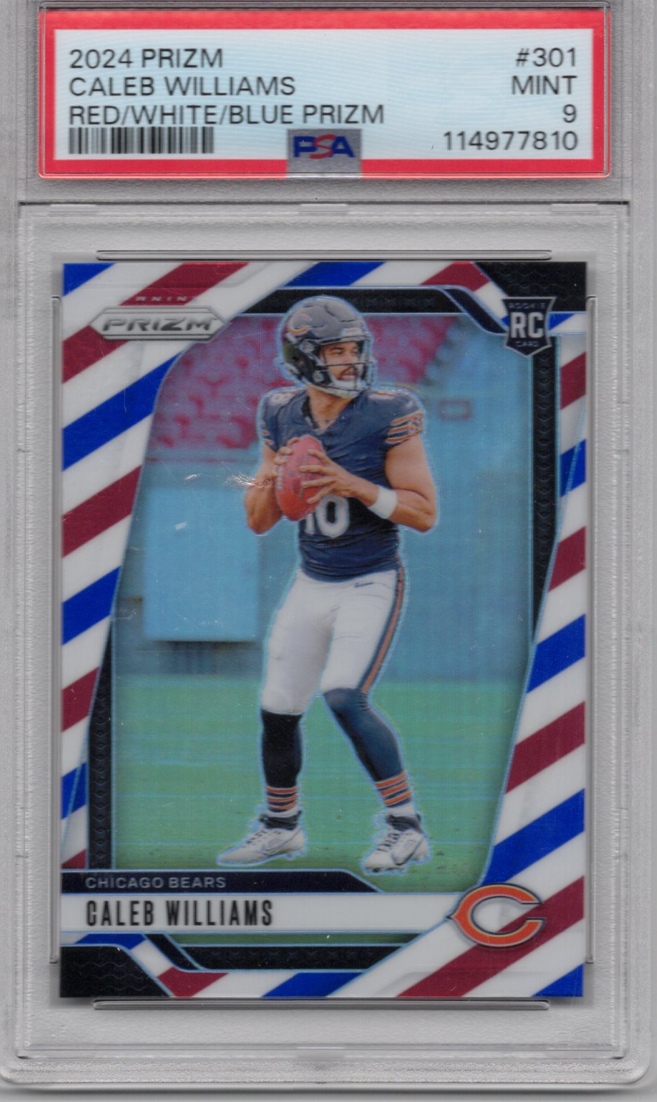 2024 Panini Prizm Caleb Williams Red White Blue PSA 9 Rookie Card #301