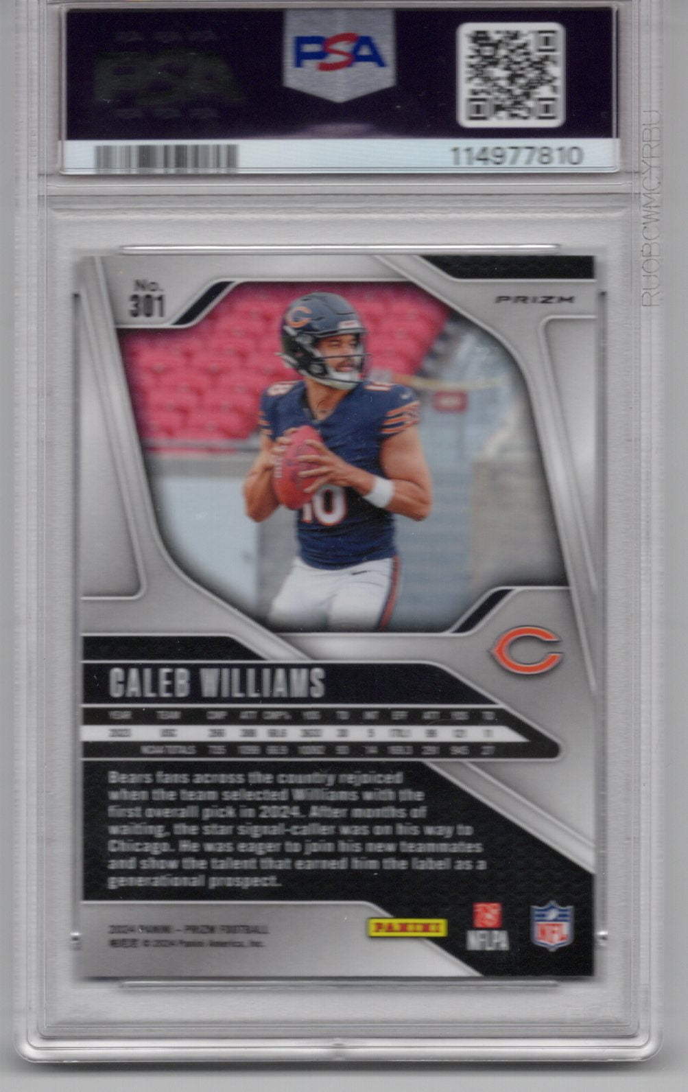 2024 Panini Prizm Caleb Williams Red White Blue PSA 9 Rookie Card #301