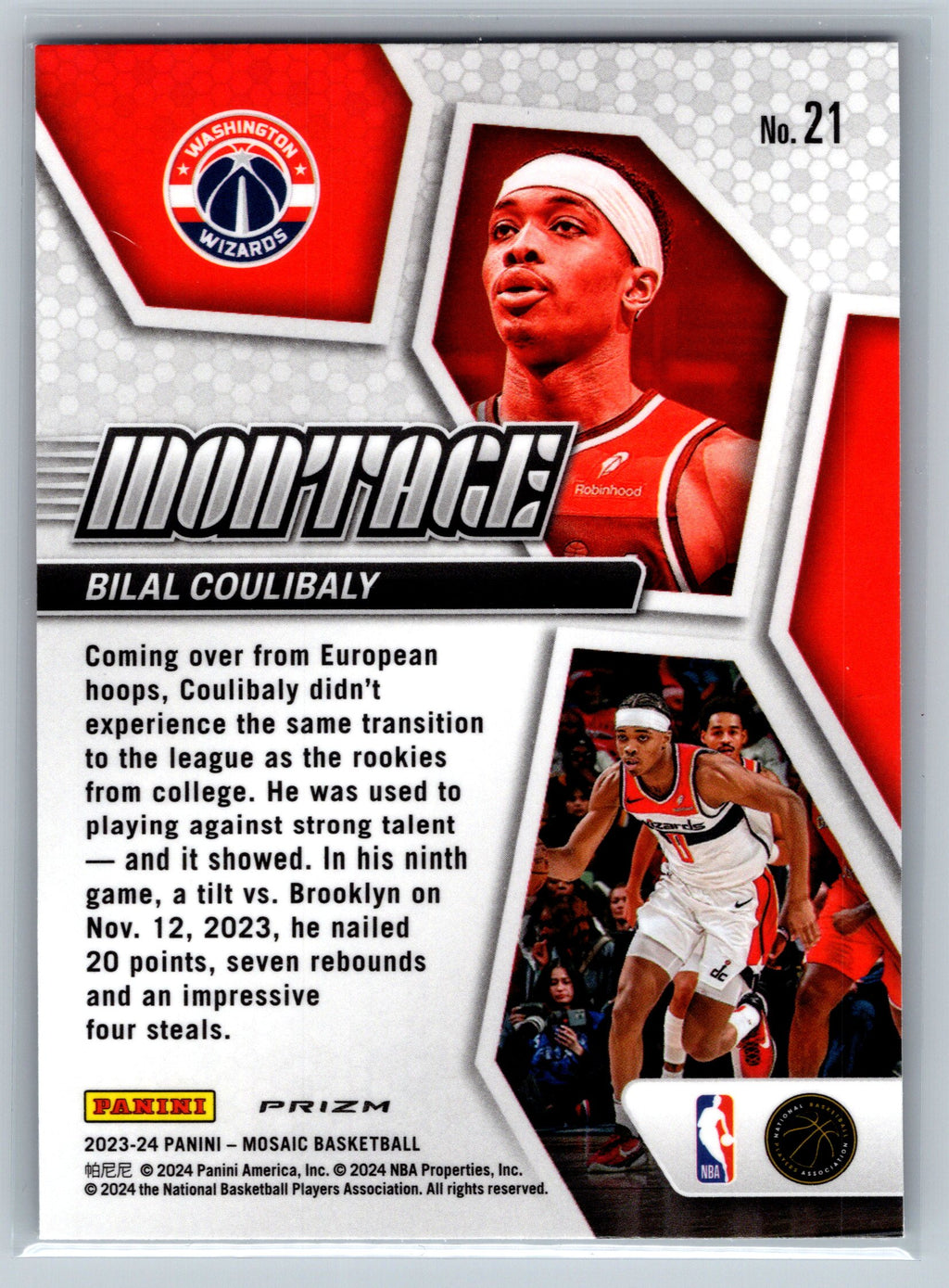 2023 Panini Mosaic Bilal Coulibaly Mosaic Montage Rookie Card #21