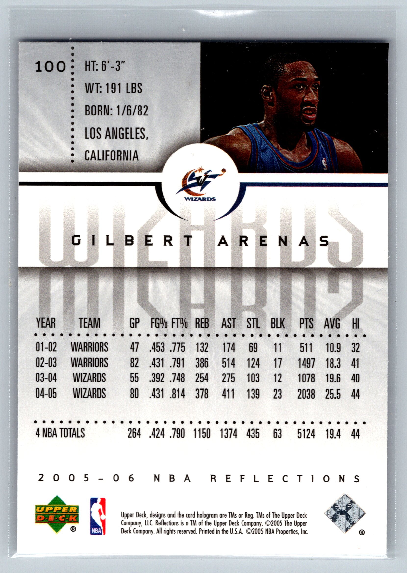 2005 Upper Deck Reflections Gilbert Arenas #100