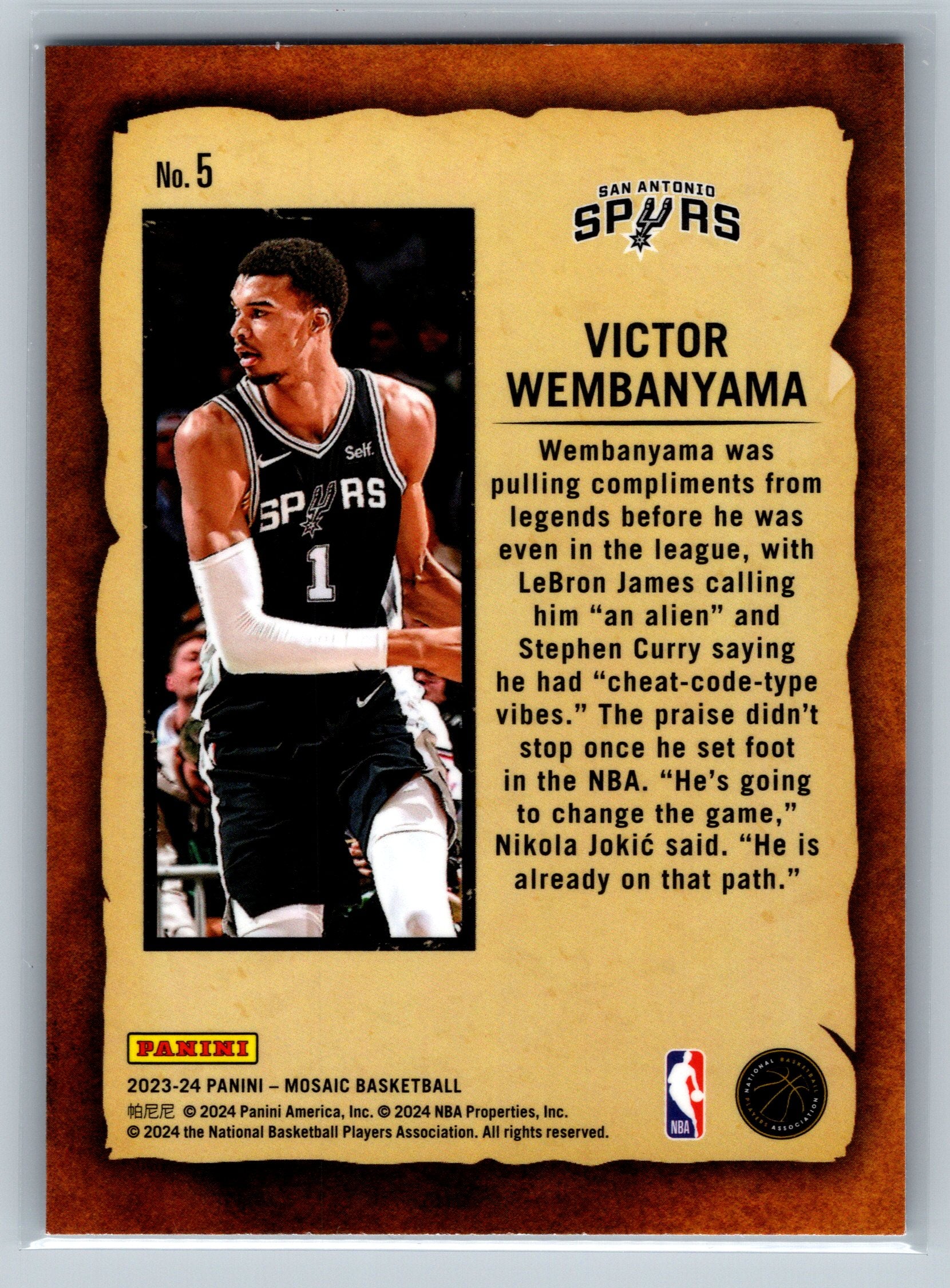 2023 Panini Mosaic Victor Wembanyama Notoriety Rookie Card #5