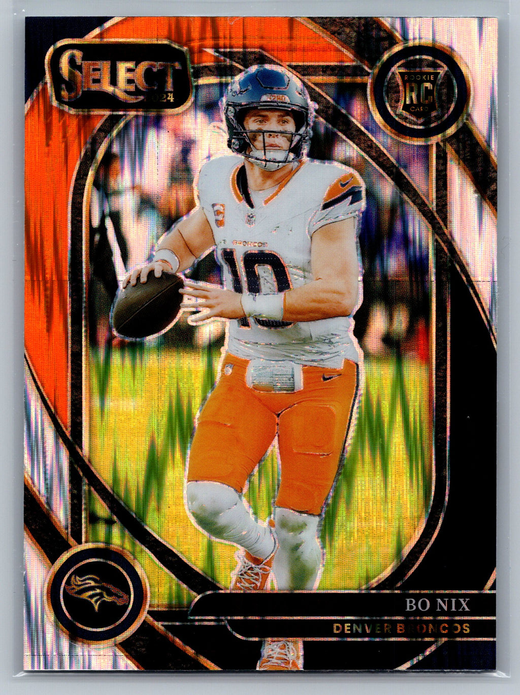 2024 Panini Select Bo Nix Black Orange Shock Rookie Card #221