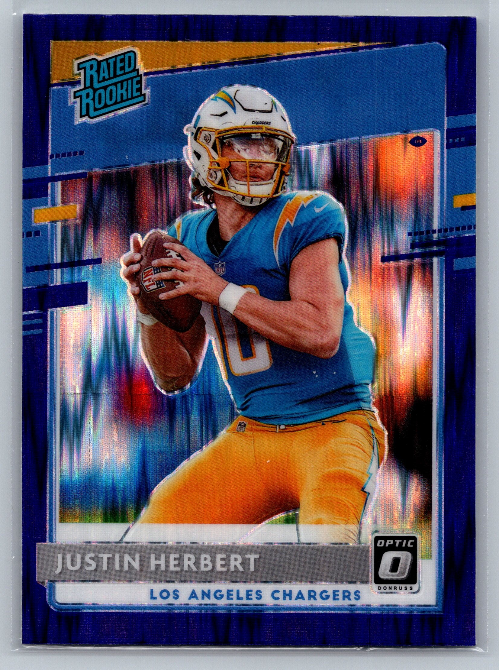 2020 Panini Optic Justin Herbert Purple Shock Rookie Card #153
