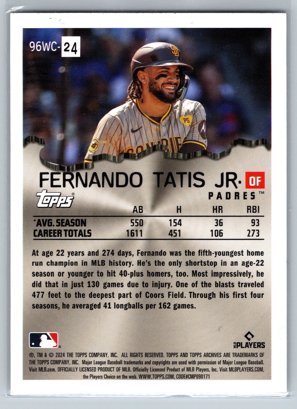 2024 Topps Fernando Tatis Jr. Holo Wrecking Crew #96WC-24