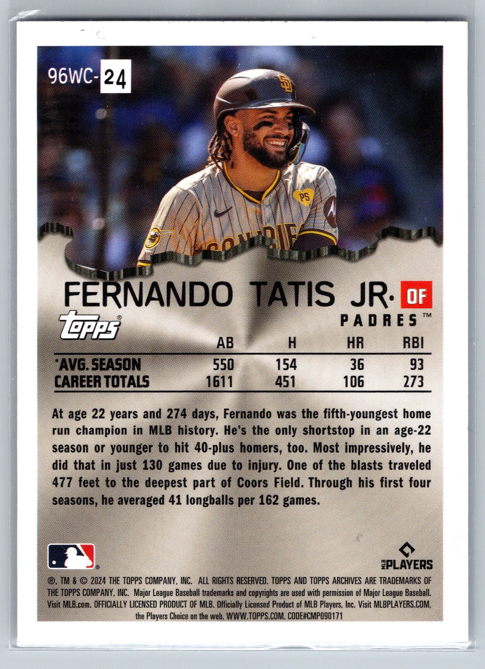2024 Topps Fernando Tatis Jr. Holo Wrecking Crew #96WC-24