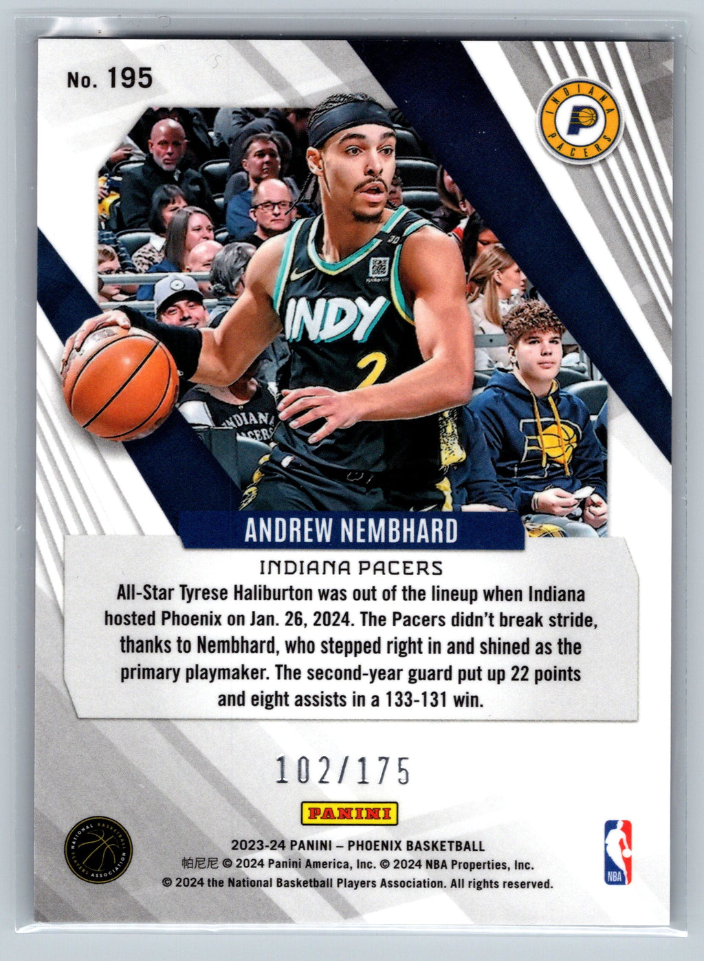 2023 Panini Phoenix Andrew Nembhard Pink /175 #195