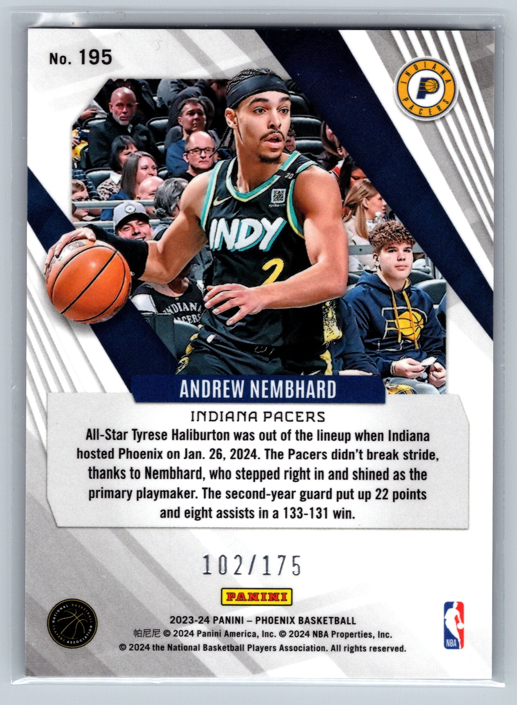 2023 Panini Phoenix Andrew Nembhard Pink /175 #195