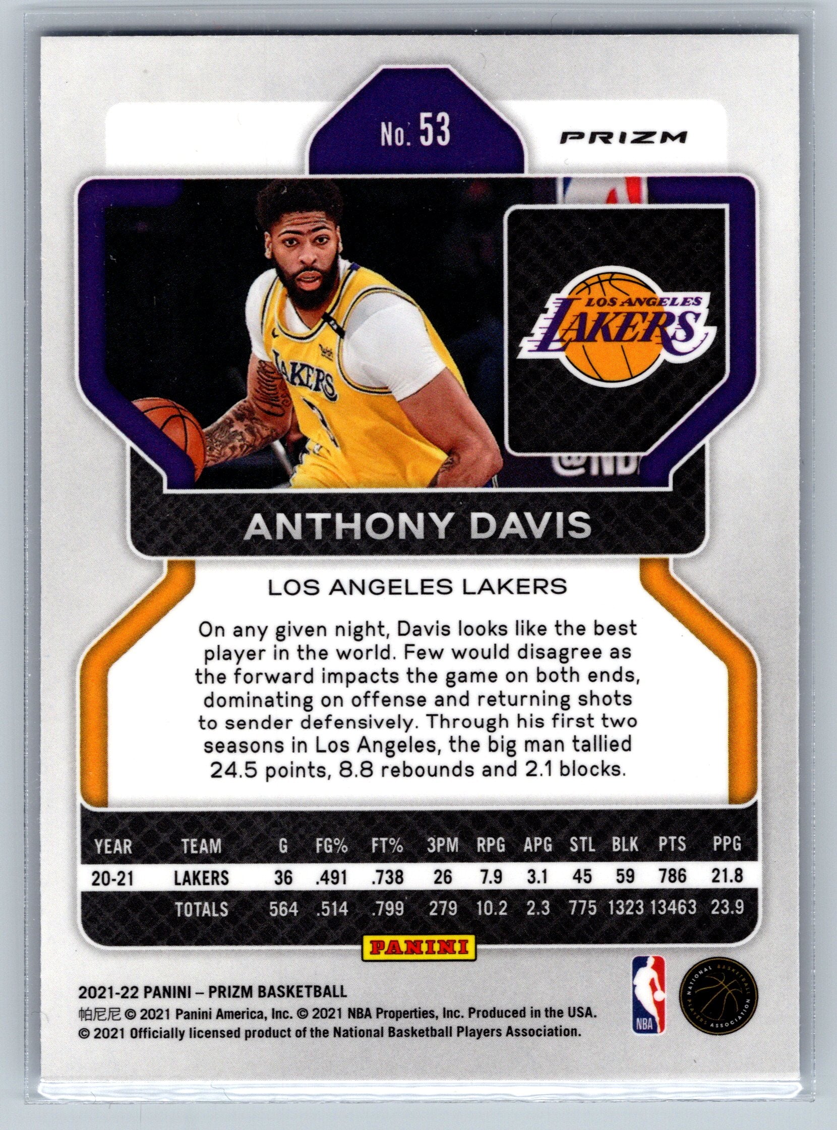 2021 Panini Prizm Anthony Davis 75th Anniversary #53