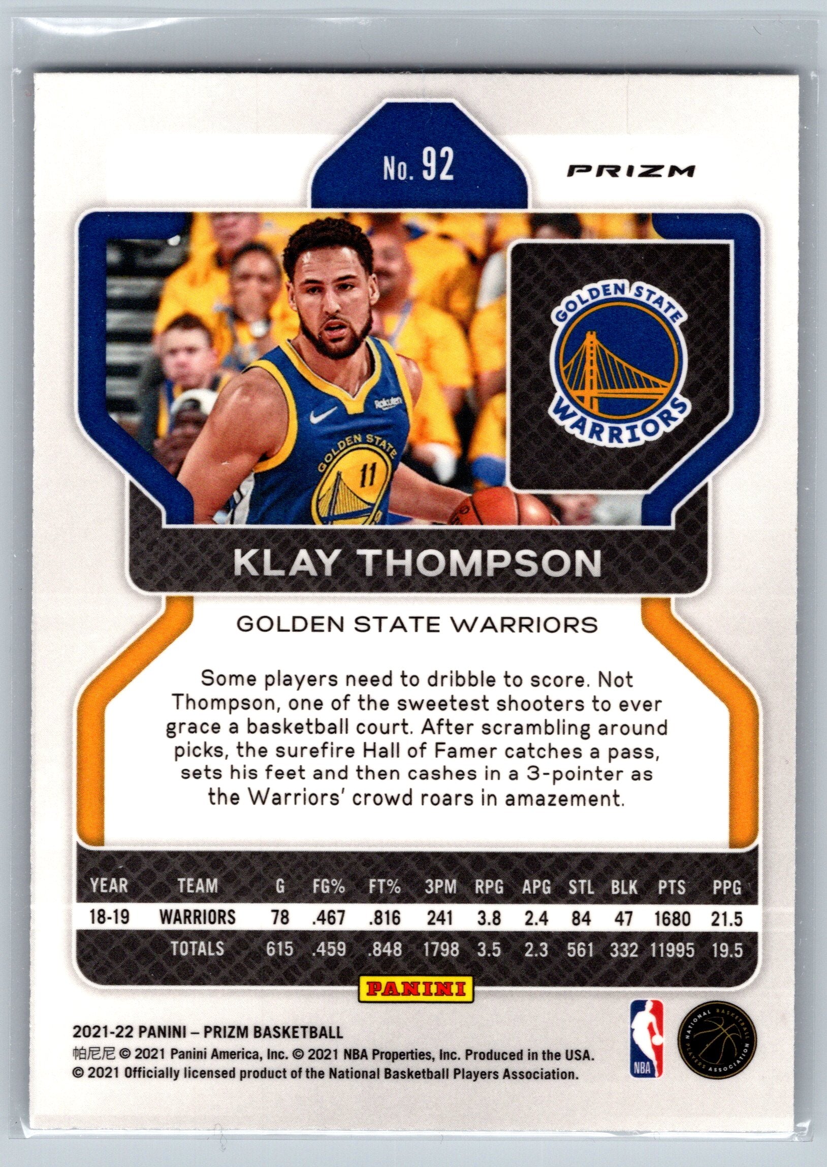 2021 Panin Prizm Klay Thompson Wave #92