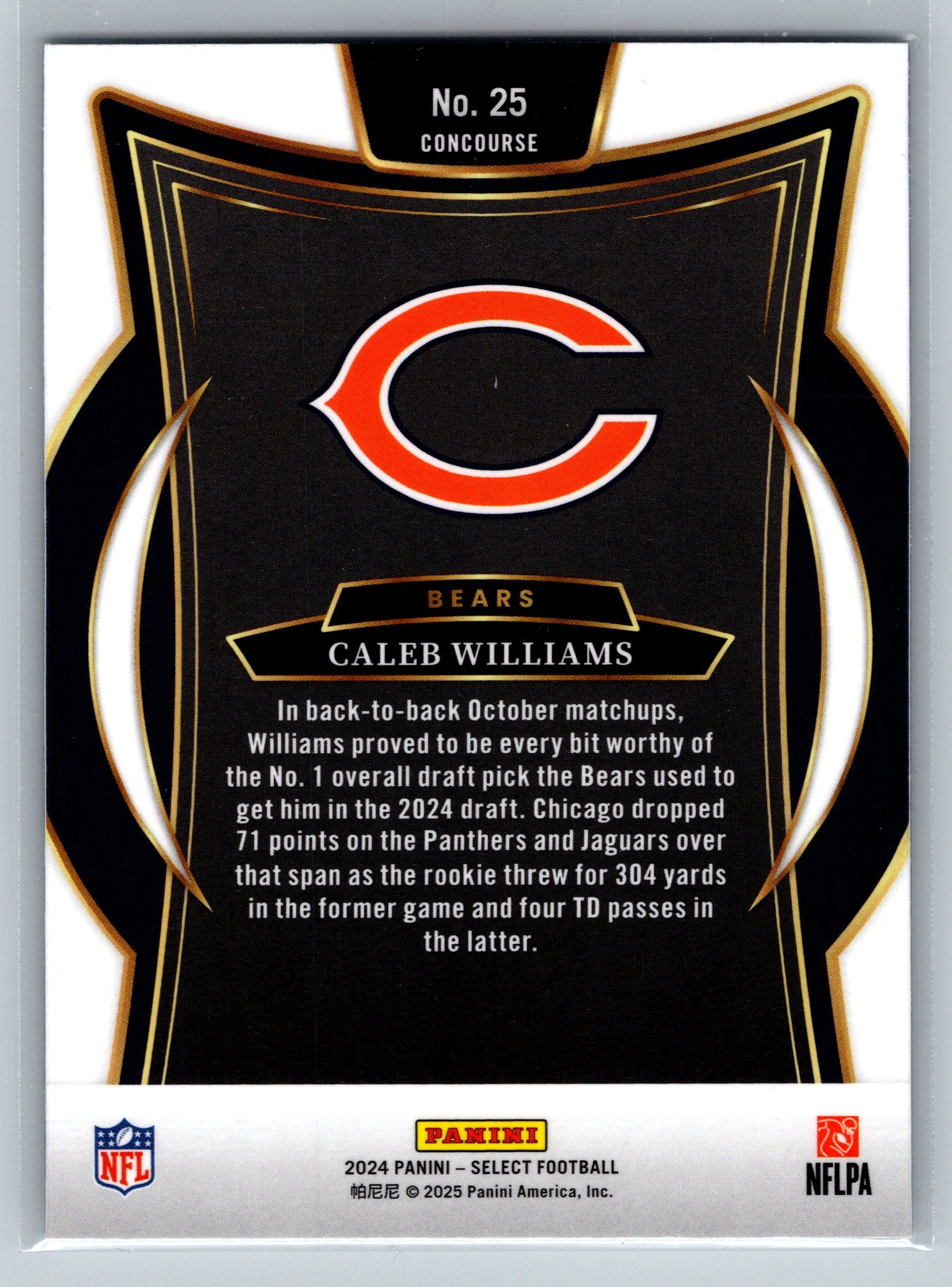 2024 Panini Select Caleb Williams Concourse Level Rookie Card #
