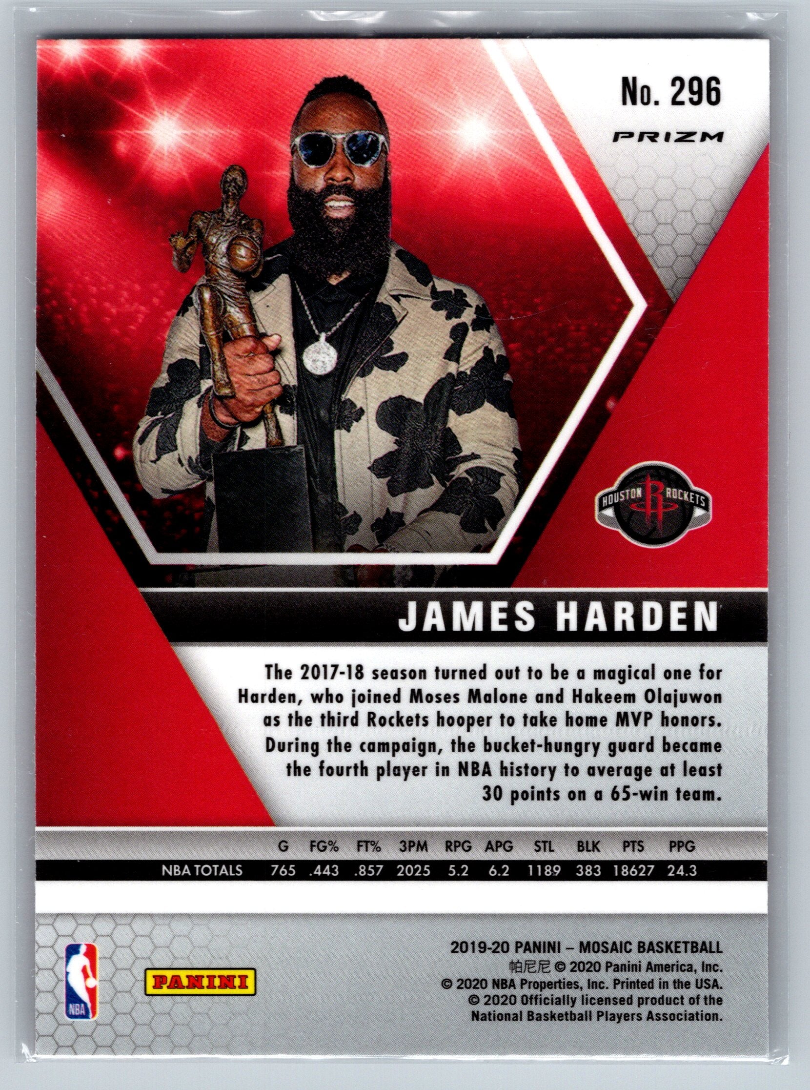 2019 Panini Mosaic James Harden Orange Reactive MVPs #296