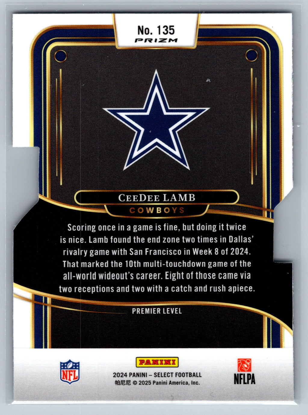 2024 Panini Select Ceedee Lamb Silver Premier Level Die Cut #135