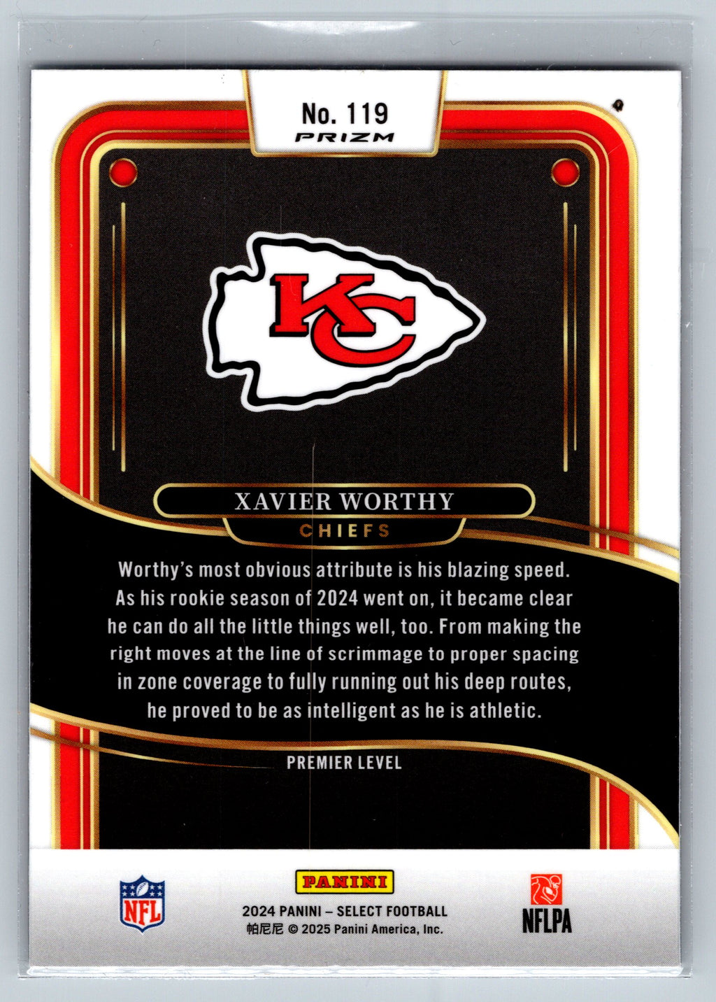 2024 Panini Select Xavier Worthy Red Black Shock Premier Level Rookie Card #119