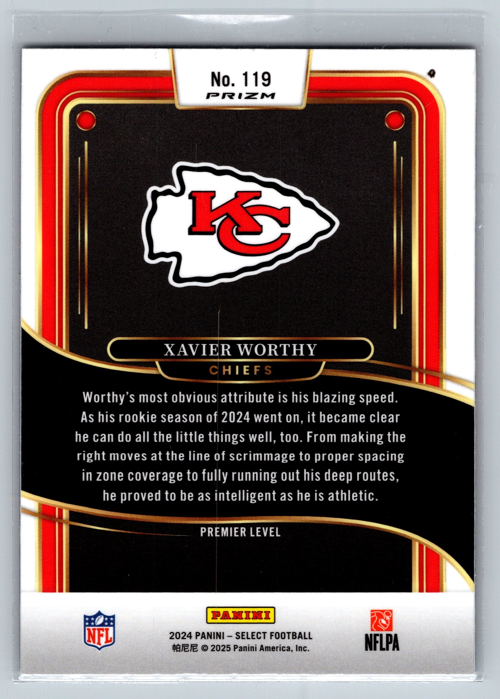 2024 Panini Select Xavier Worthy Red Black Shock Premier Level Rookie Card #119